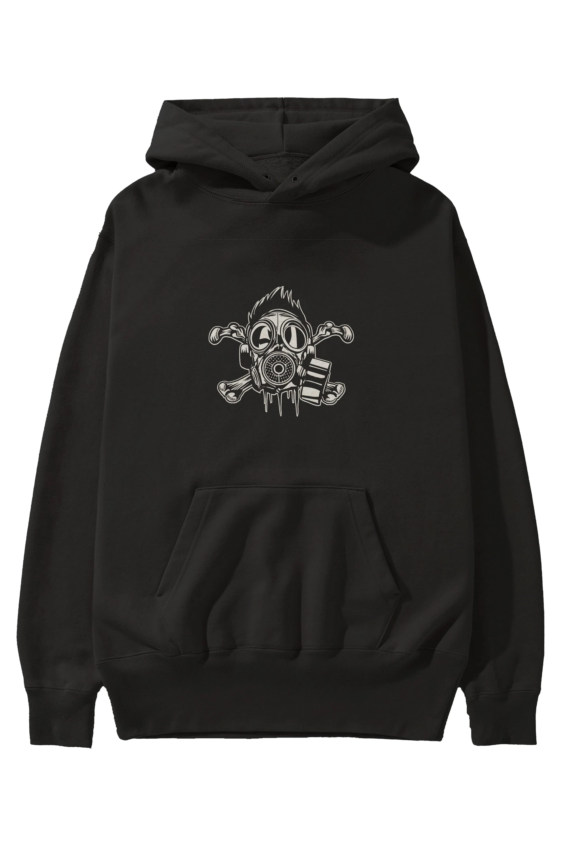 Cross Bones Gasmask Ön Baskılı Hoodie Oversize Kapüşonlu Sweatshirt Erkek Kadın Unisex