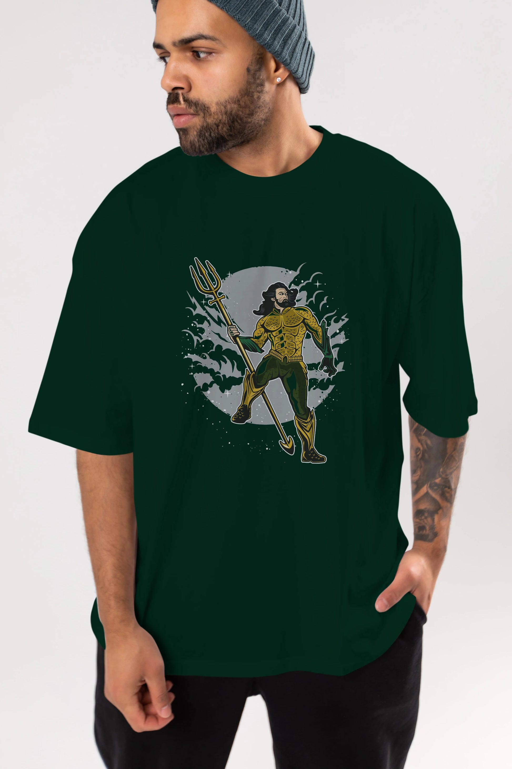 AQUAMAN Ön Baskılı Oversize t-shirt Erkek Kadın Unisex %100 Pamuk tişort