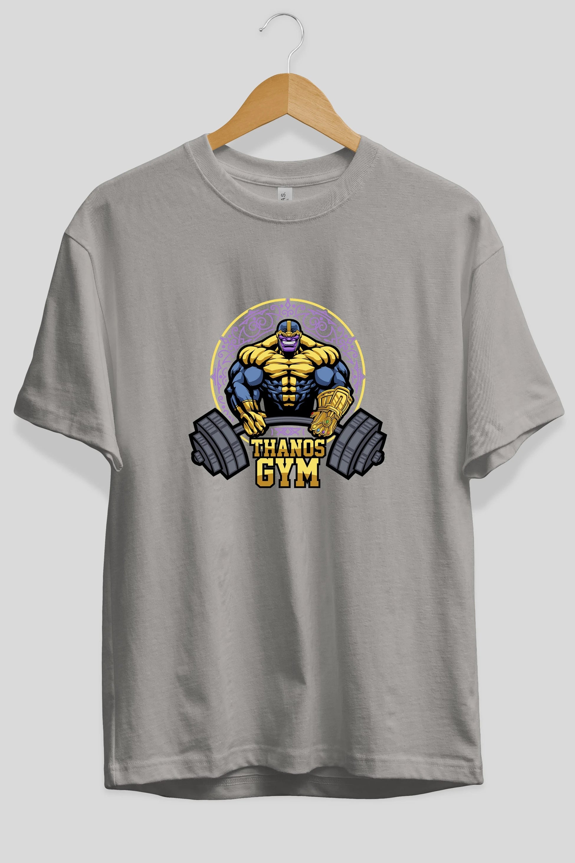 Thanos GYM Ön Baskılı Oversize t-shirt Erkek Kadın Unisex %100 Pamuk Bisiklet Yaka tişort
