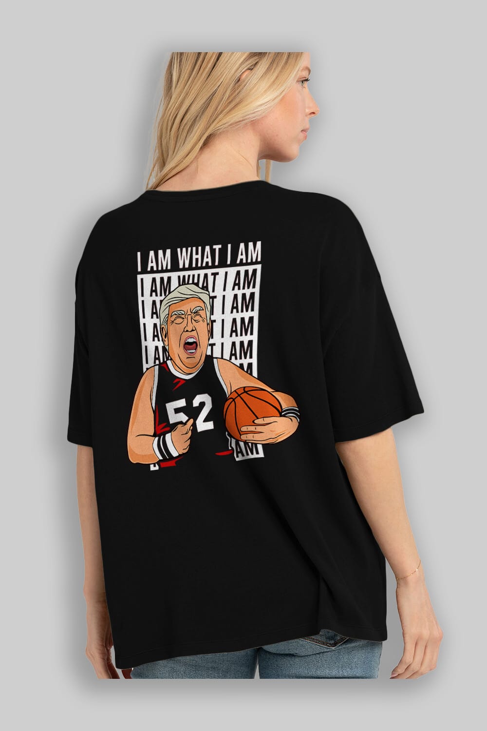 Trump Basketball Arka Baskılı Oversize t-shirt Erkek Kadın Unisex %100 Pamuk tişort