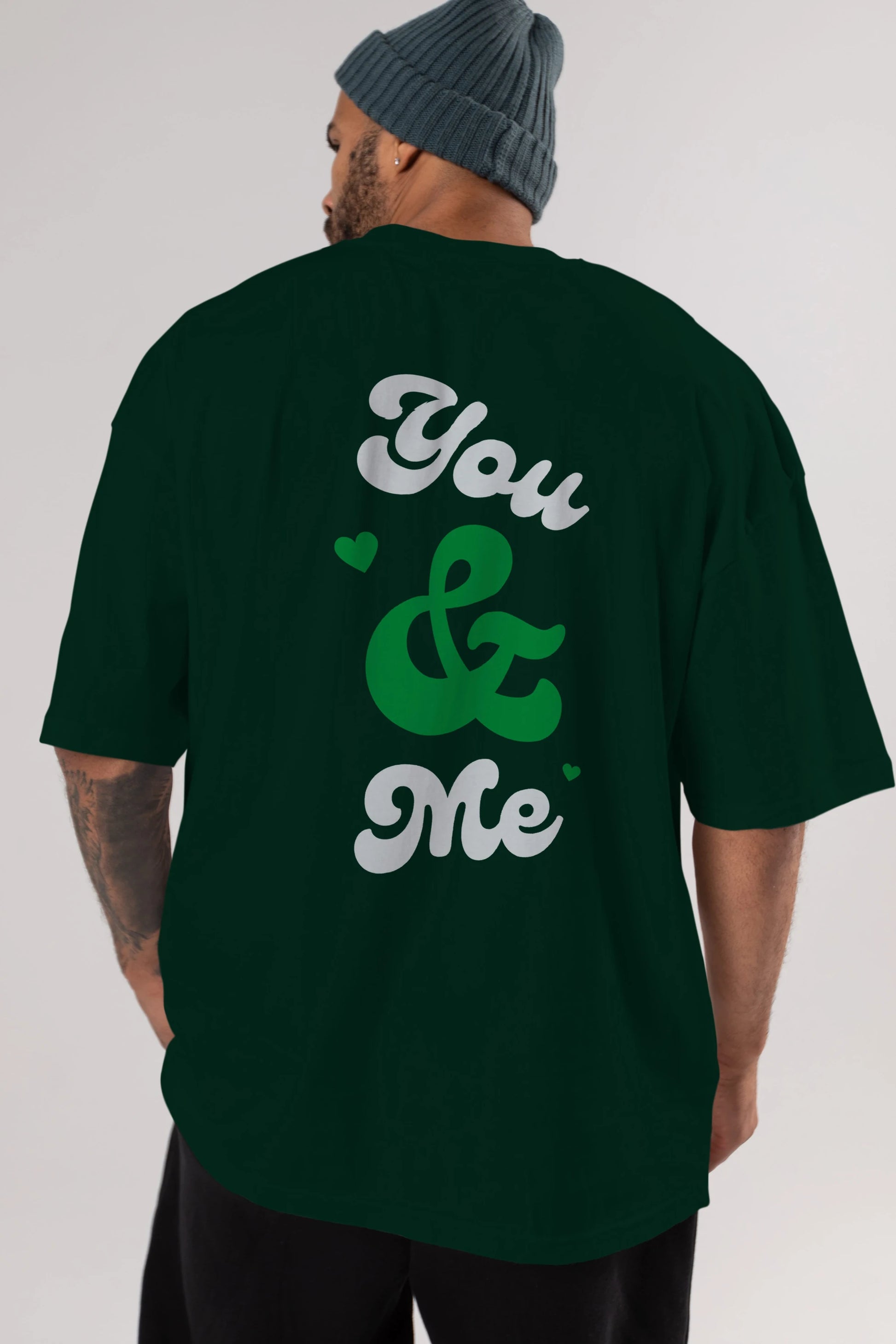You and Me Yazılı Arka Baskılı Oversize t-shirt Erkek Kadın Unisex
