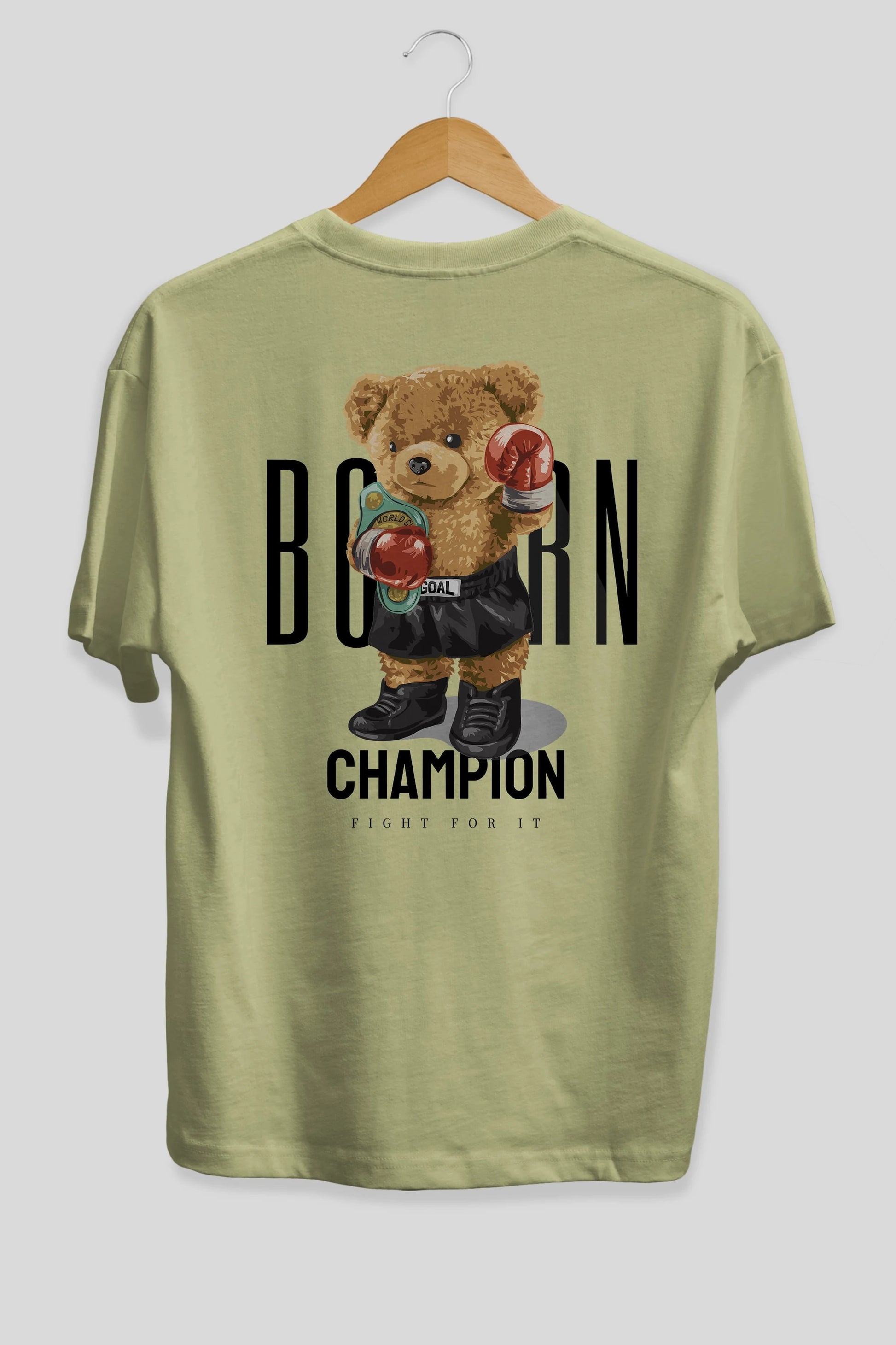 Teddy Bear Champion Arka Baskılı Oversize t-shirt Erkek Kadın Unisex %100 Pamuk