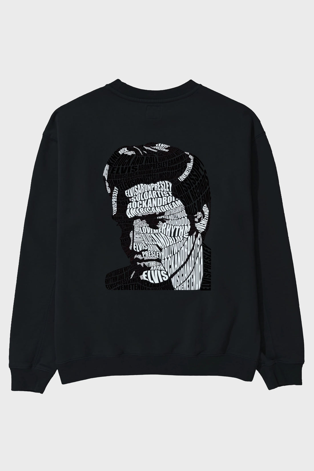 Elvis Presley Calligram Arka Baskılı Oversize Sweatshirt Erkek Kadın Unisex