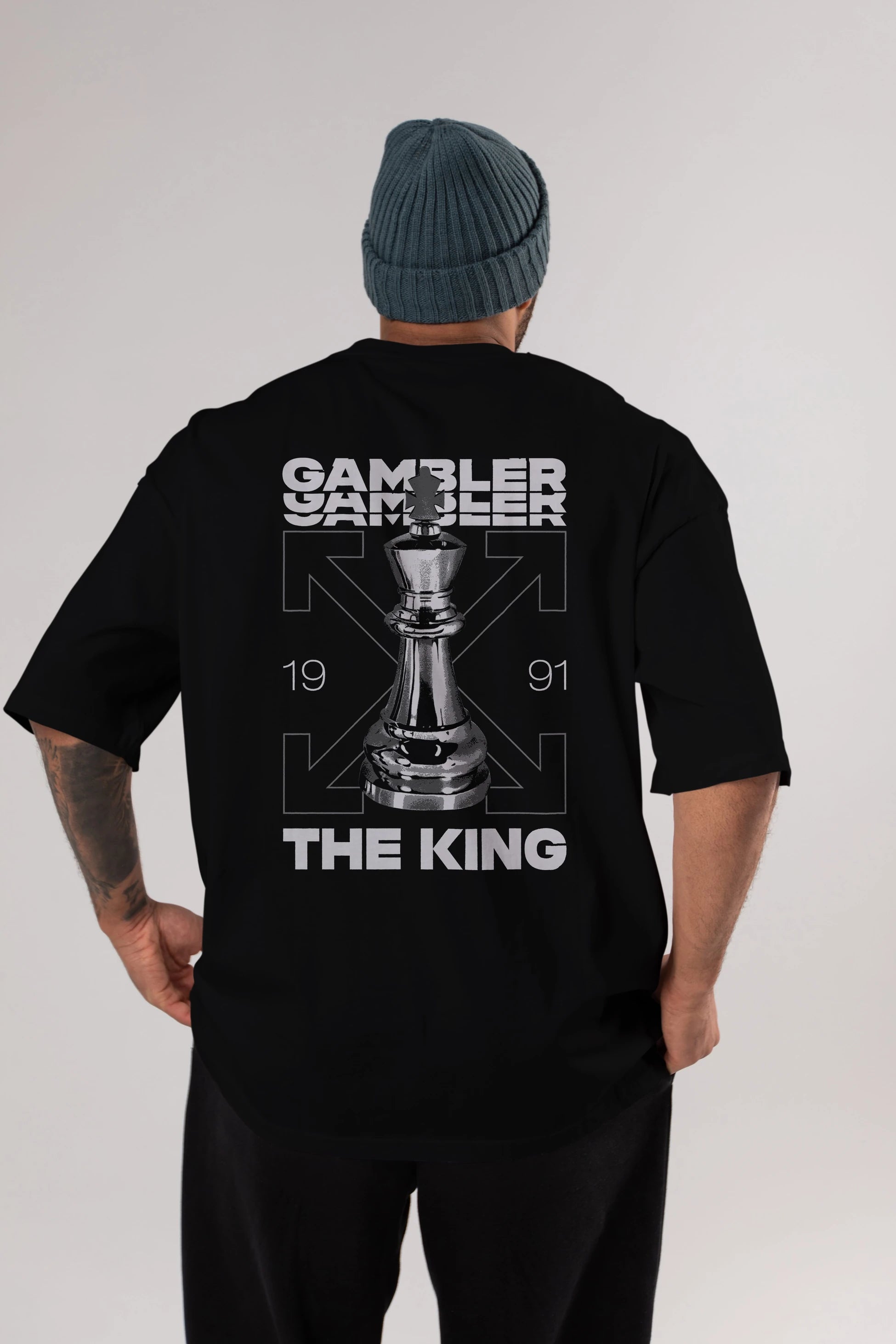 Gambler The King Arka Baskılı Oversize t-shirt Erkek Kadın Unisex