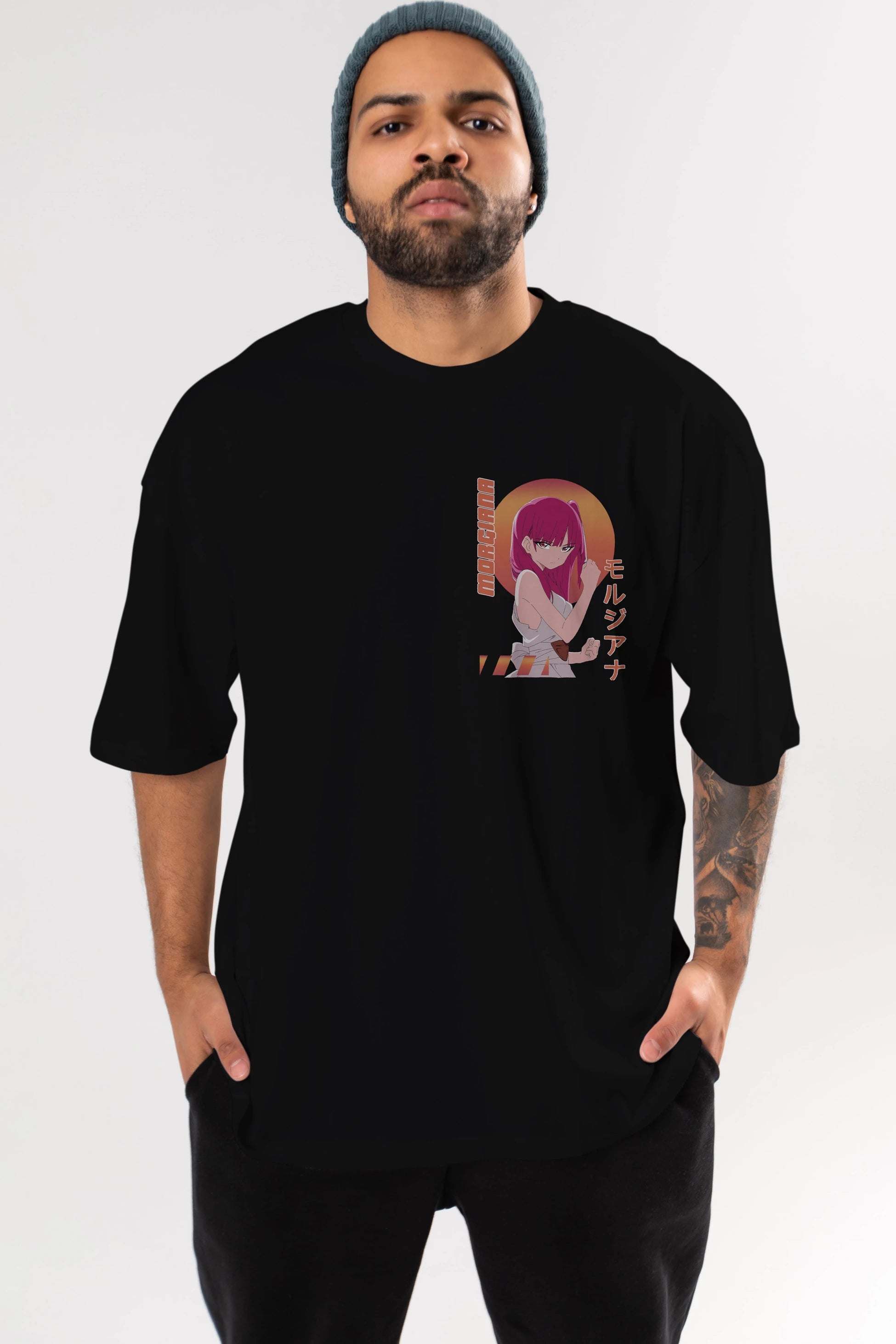Morgiana 5 Ön Sol Baskılı Oversize t-shirt Erkek Kadın Unisex %100 Pamuk Bisiklet Yaka tişort