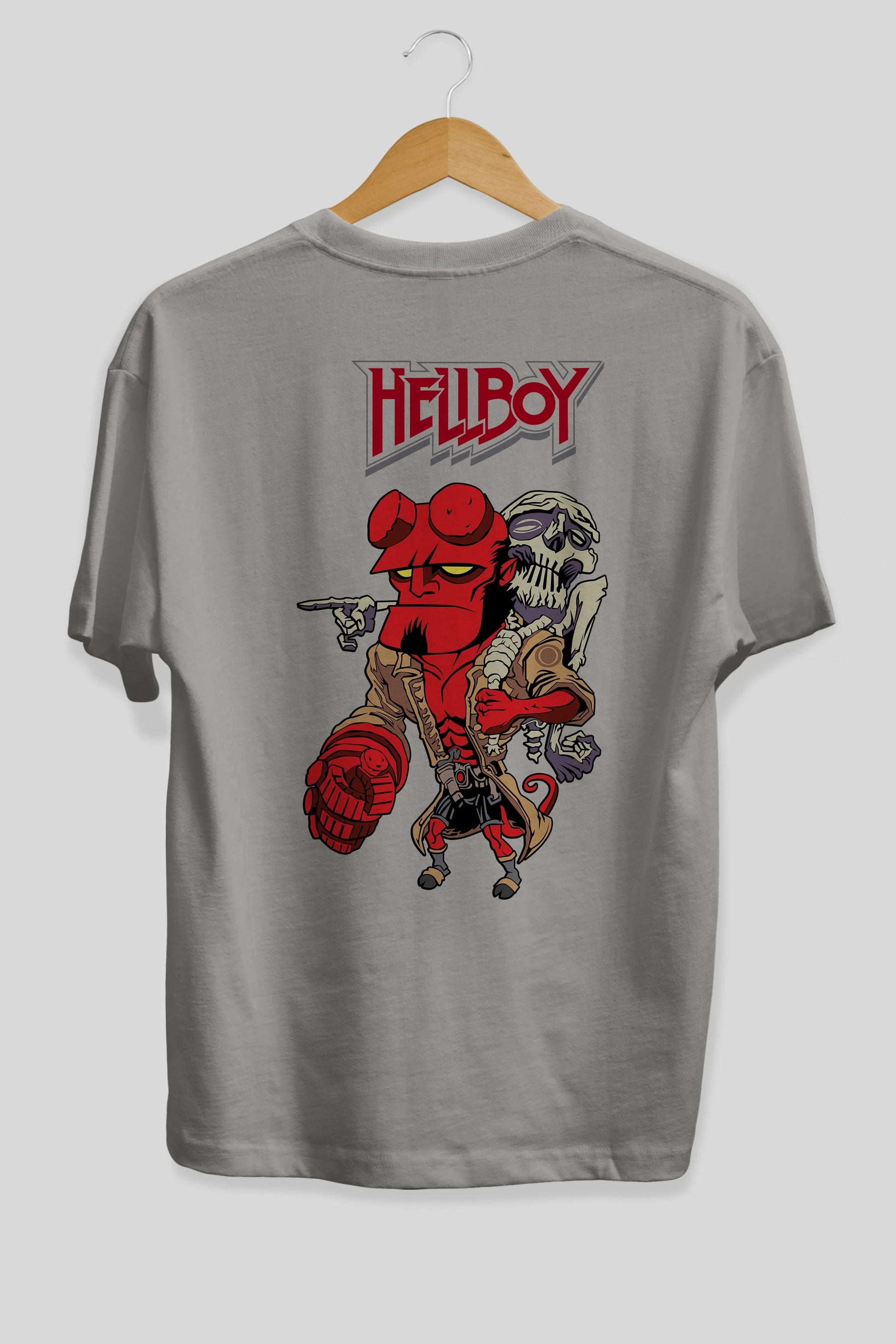 Hellboy (2) Arka Baskılı Oversize t-shirt Erkek Kadın Unisex %100 Pamuk Bisiklet Yaka tişort