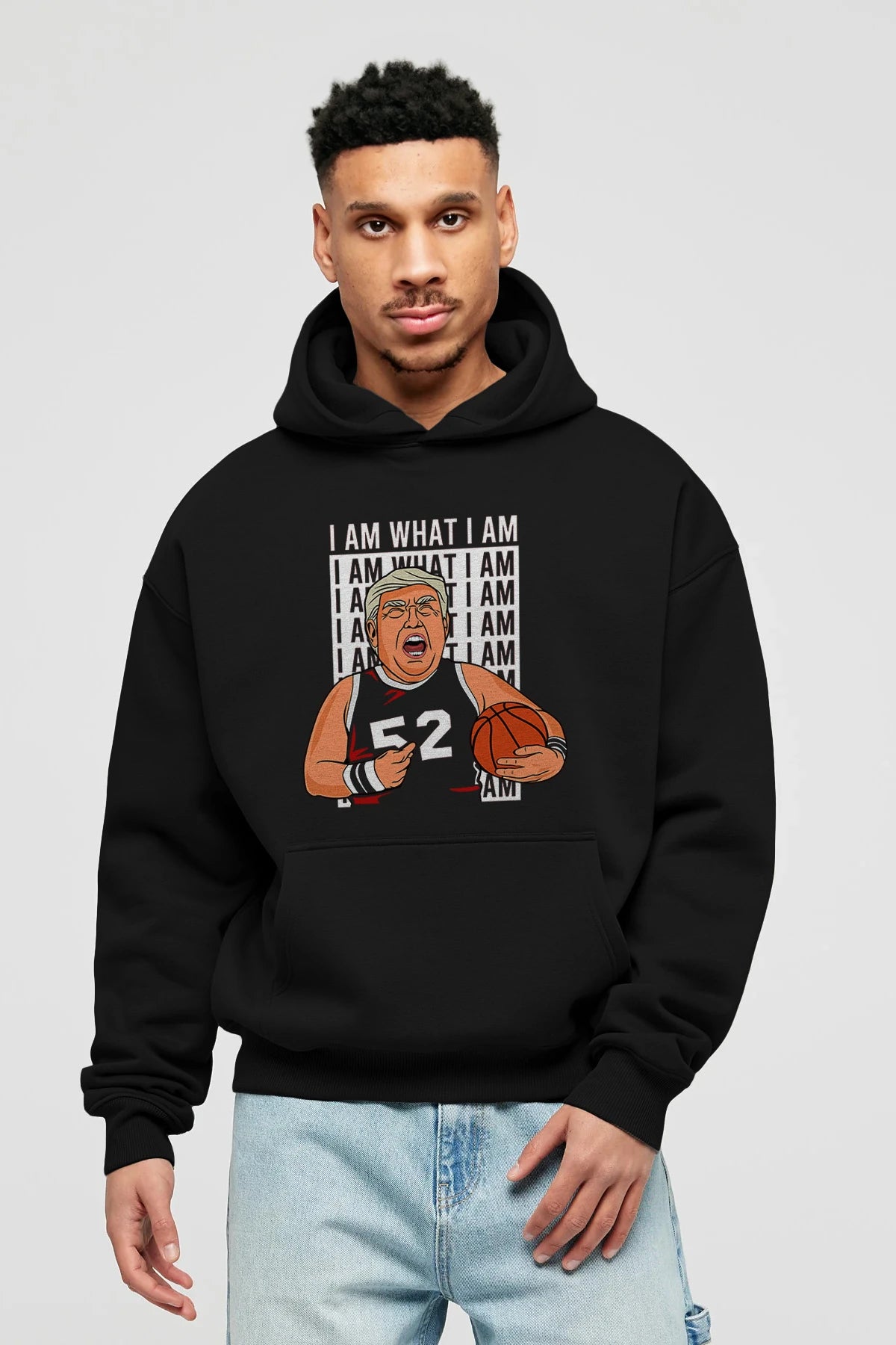 Trump Basketball Ön Baskılı Hoodie Oversize Kapüşonlu Sweatshirt Erkek Kadın Unisex