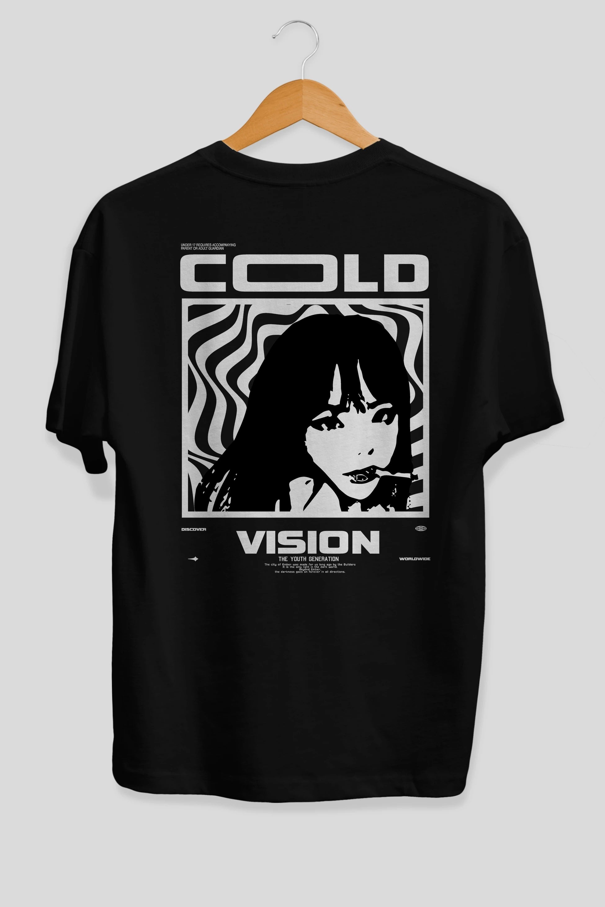 Cold Vision Arka Baskılı Oversize t-shirt Erkek Kadın Unisex