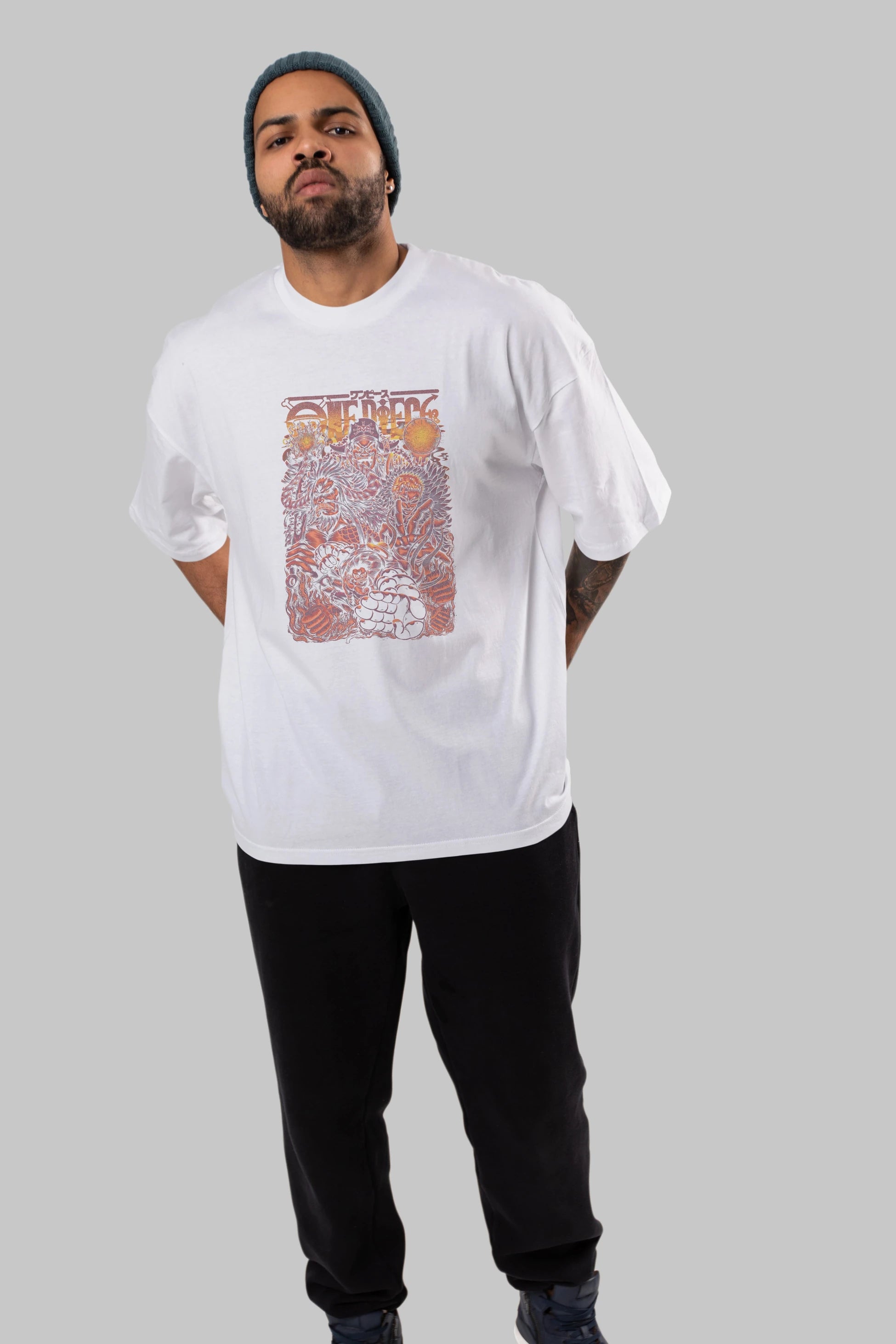 ONE PIECE Anime Ön Baskılı Oversize t-shirt %100 pamuk Erkek Kadın Unisex
