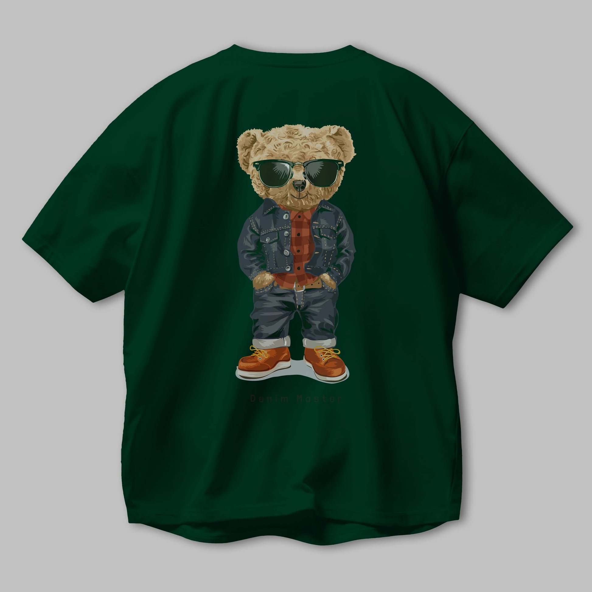 Teddy Bear Tarz Arka Baskılı Oversize t-shirt Erkek Kadın Unisex %100 Pamuk