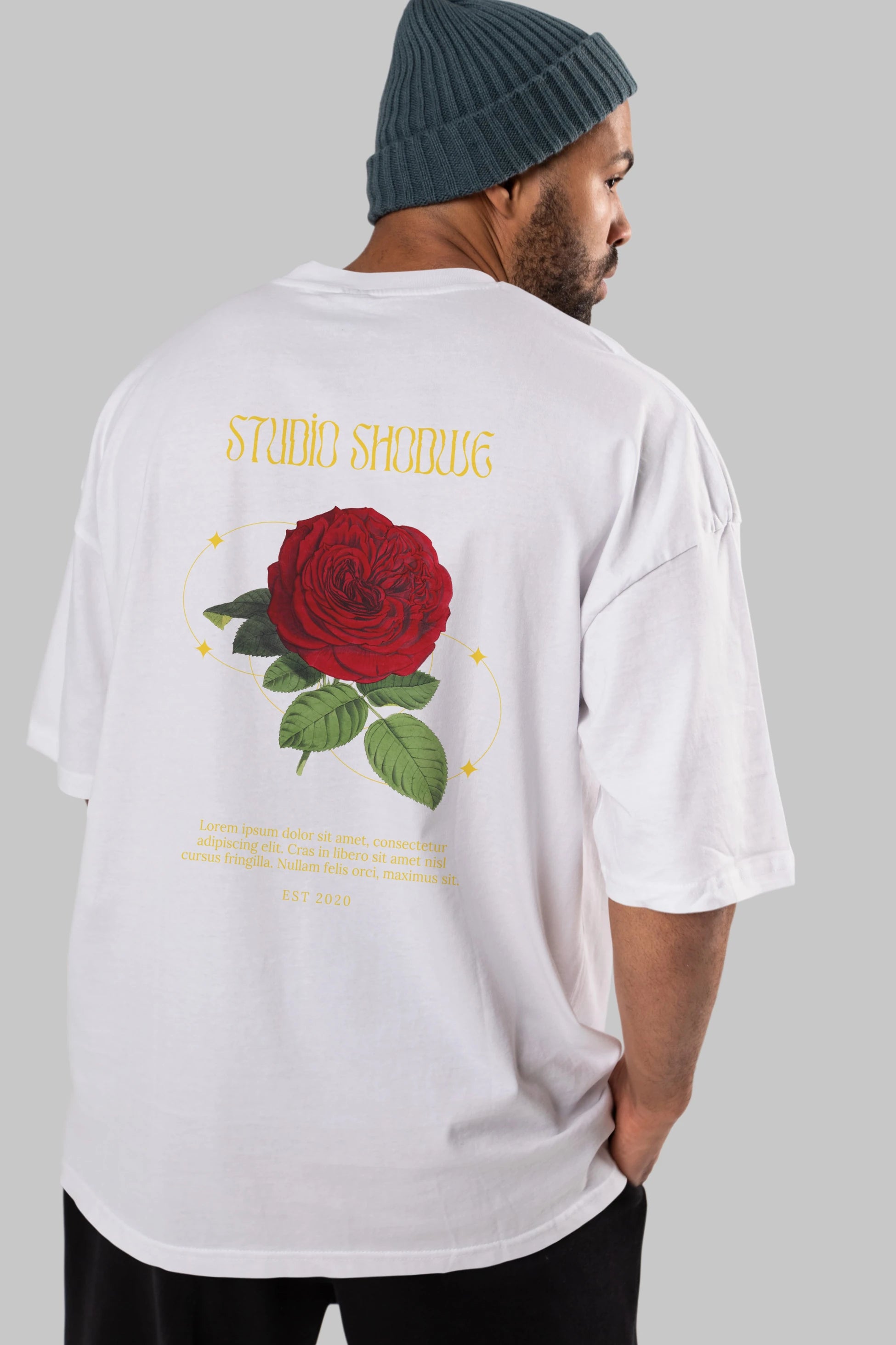 Studio Shodwe Rose Arka Baskılı Oversize t-shirt Erkek Kadın Unisex