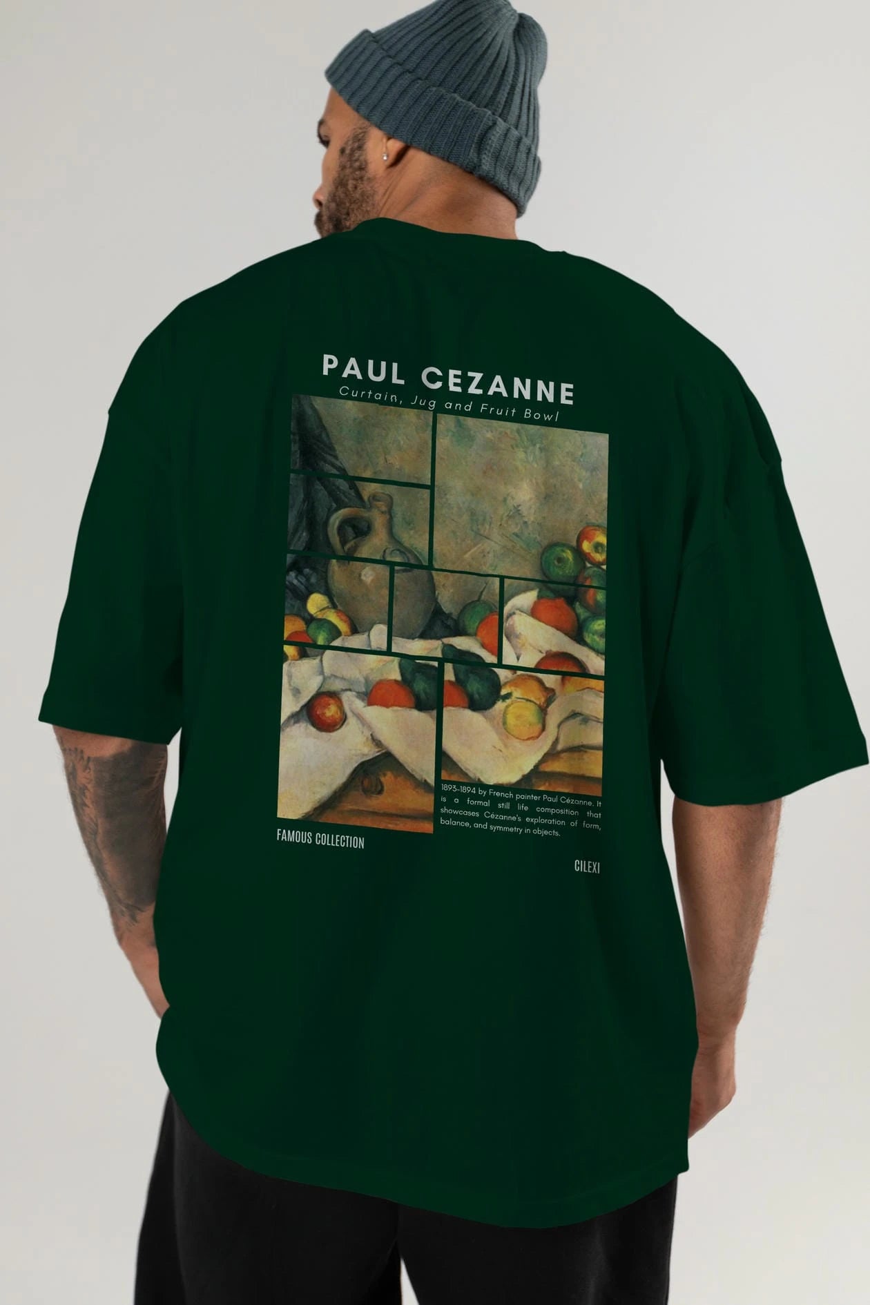 Paul Cezanne Curtain Arka Baskılı Oversize t-shirt Erkek Kadın Bisiklet Yaka Pamuk tişort