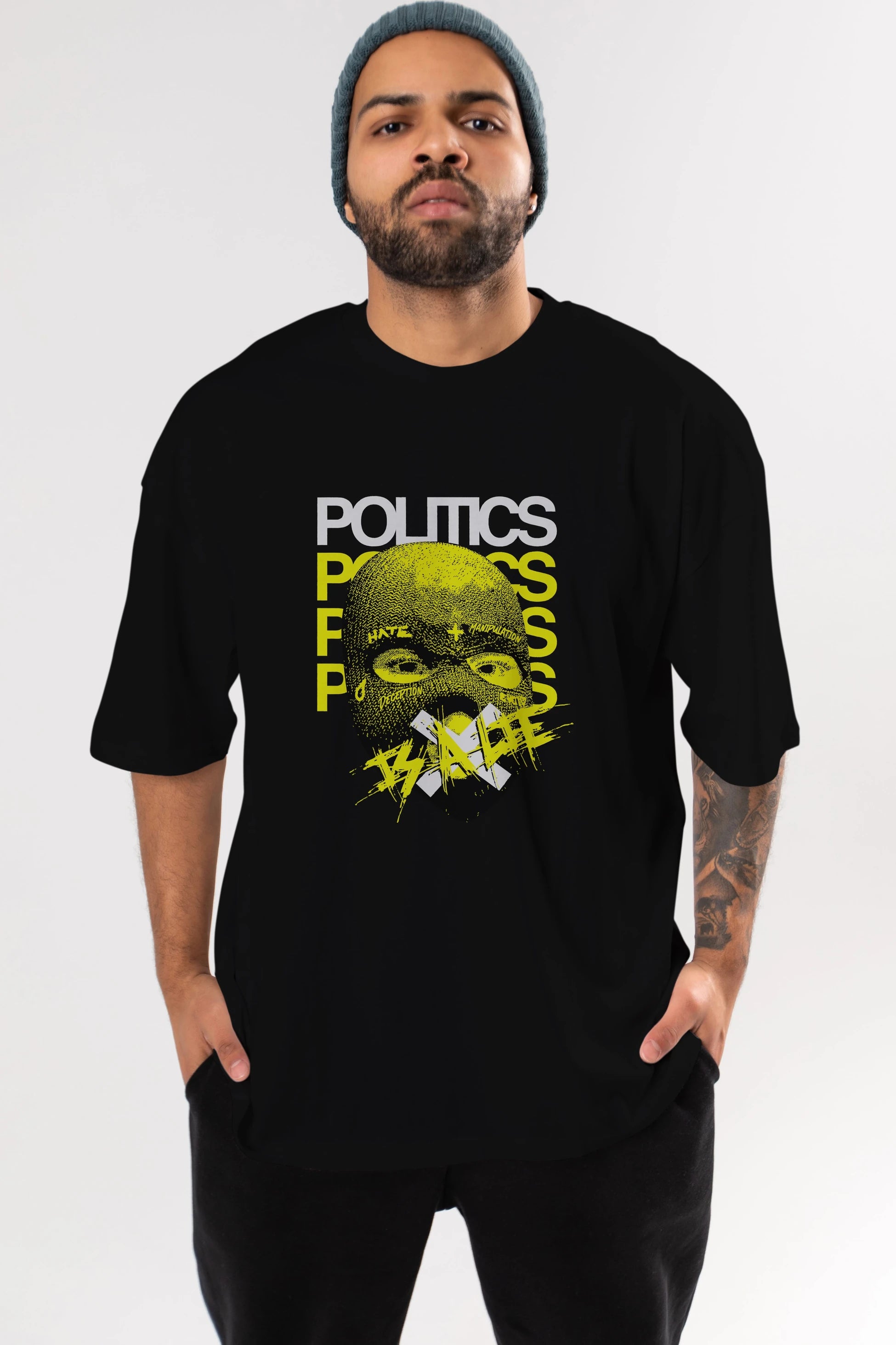 Politics is a Lie Ön Baskılı Oversize t-shirt Erkek Kadın Unisex