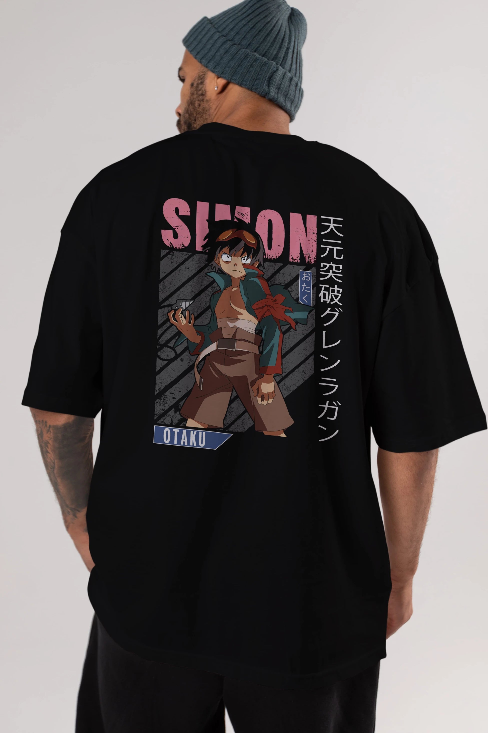 Simon 5 Anime Arka Baskılı Oversize t-shirt Erkek Kadın Unisex