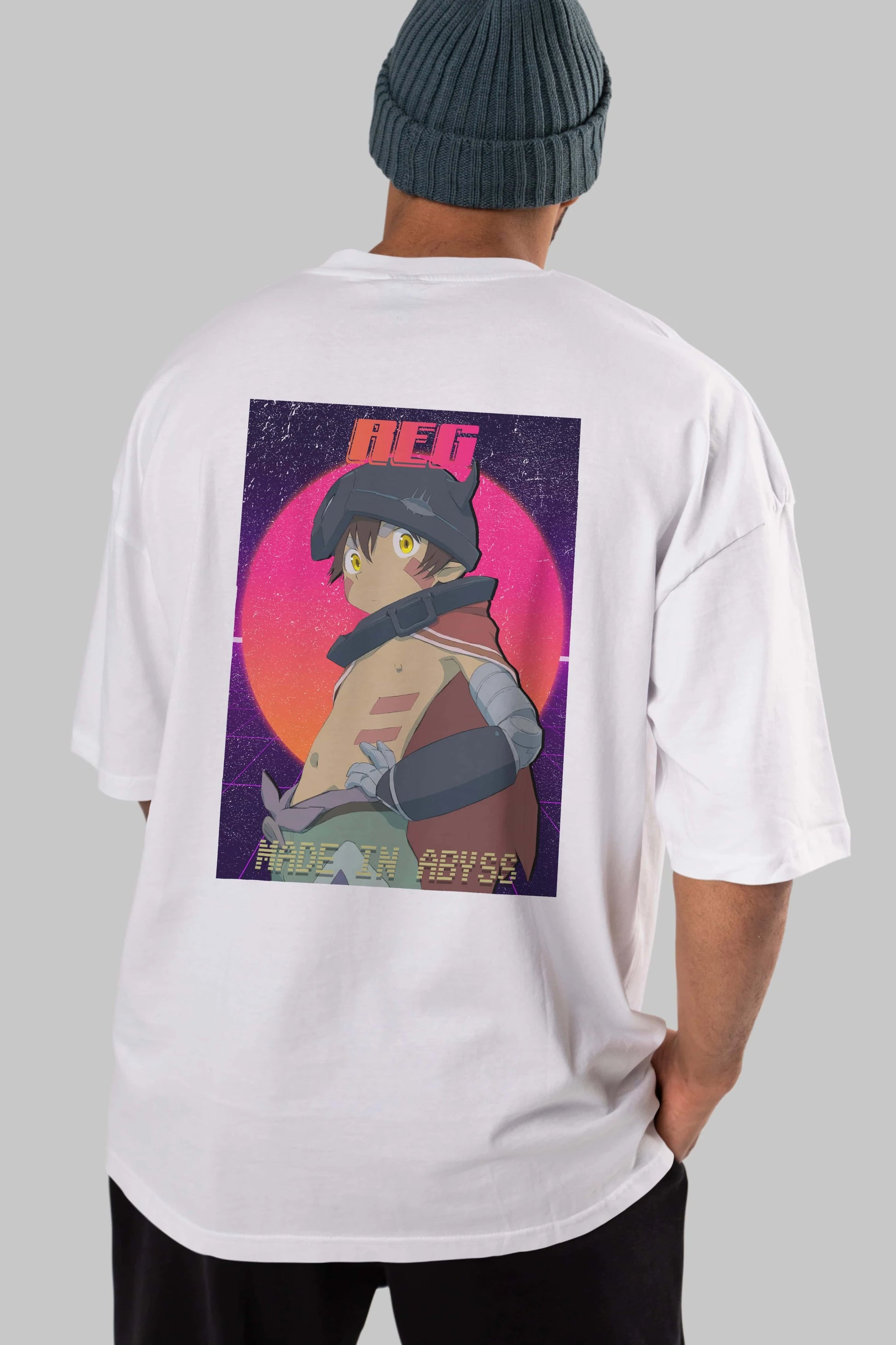 Reg 7 Anime Arka Baskılı Oversize t-shirt Erkek Kadın Unisex