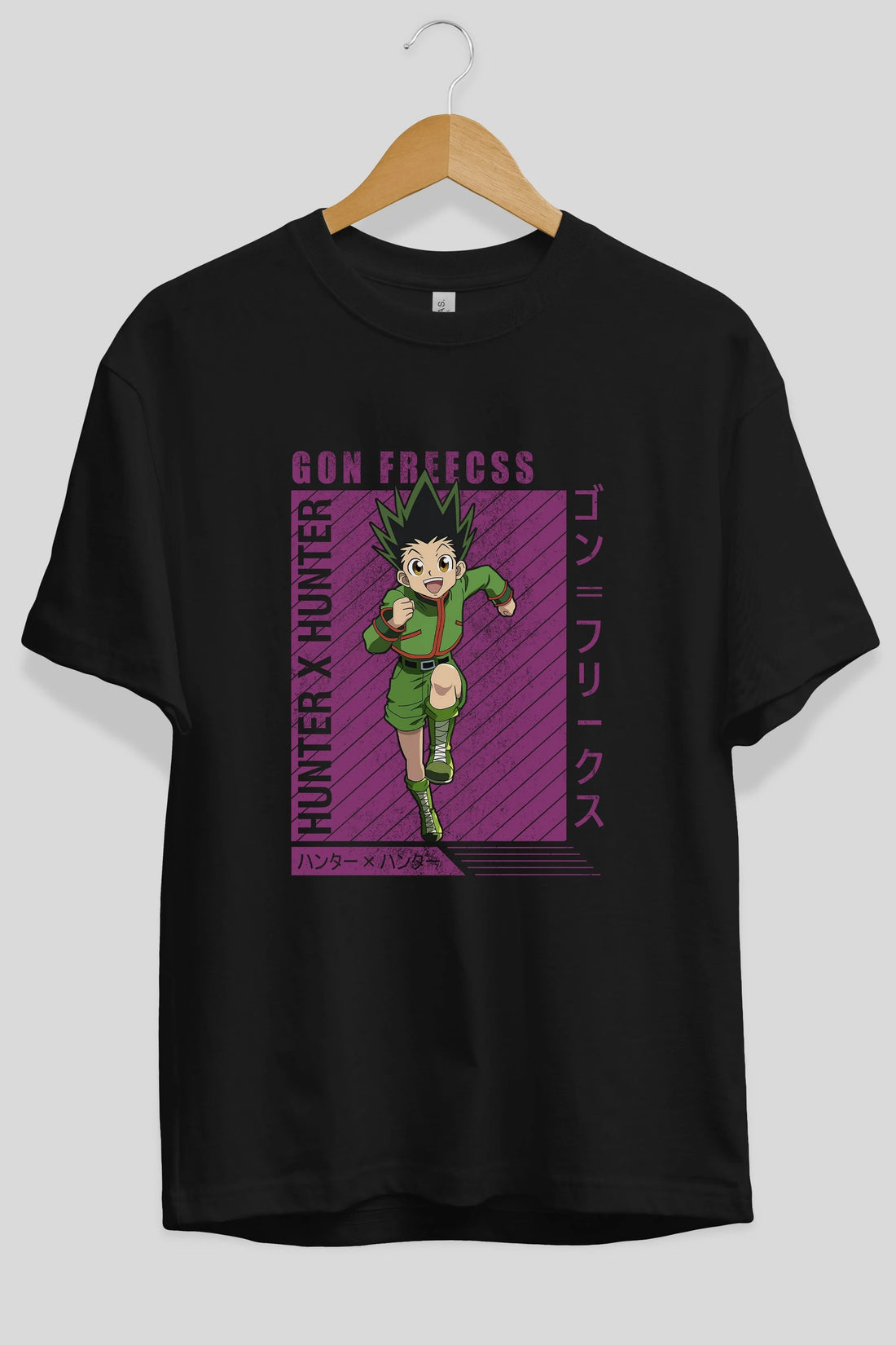 Gon Freecss HUNTER X HUNTER 3 Anime Ön Baskılı Oversize t-shirt %100 pamuk Erkek Kadın Unisex