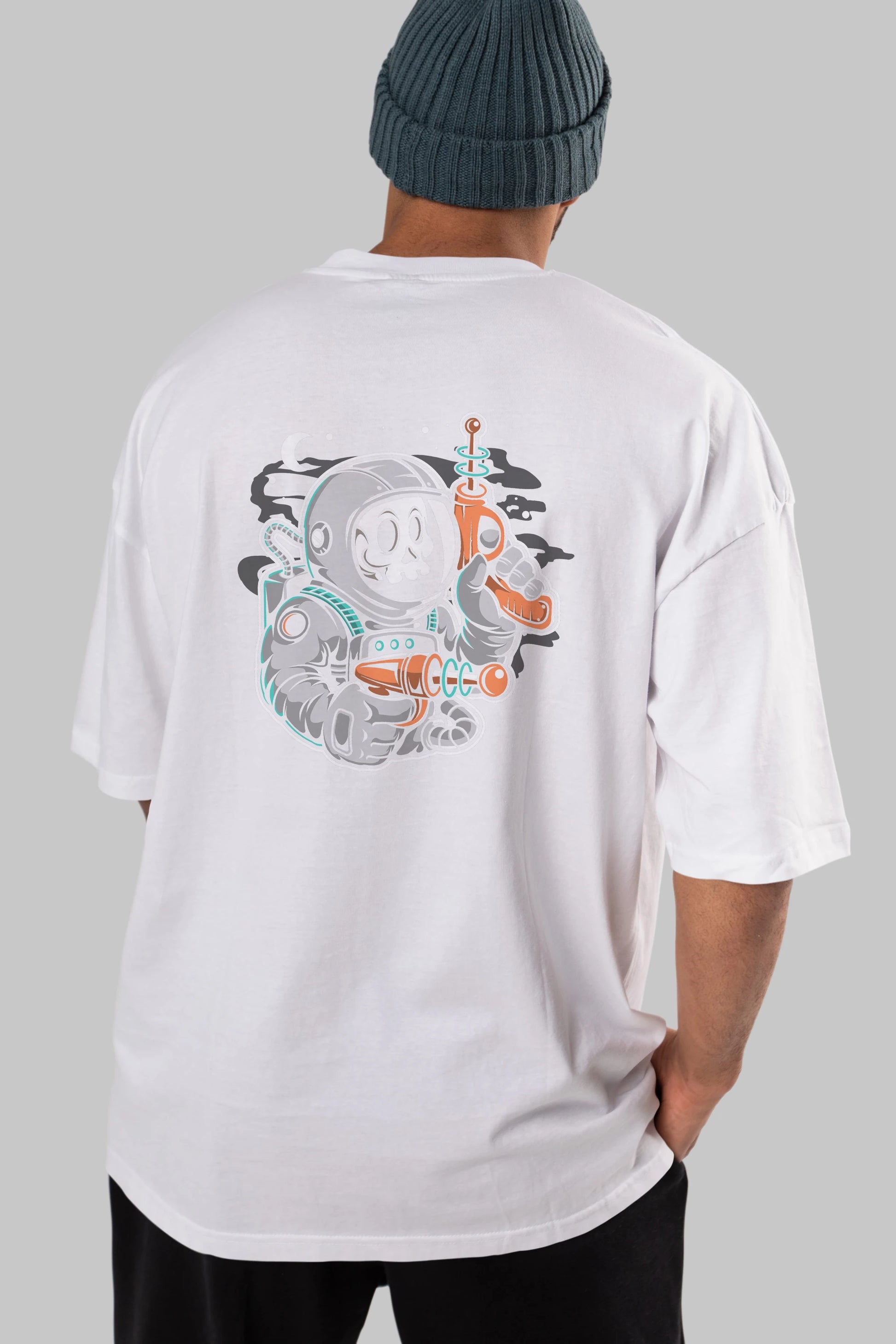 Astronaut Ray Gun Arka Baskılı Oversize t-shirt Erkek Kadın Unisex