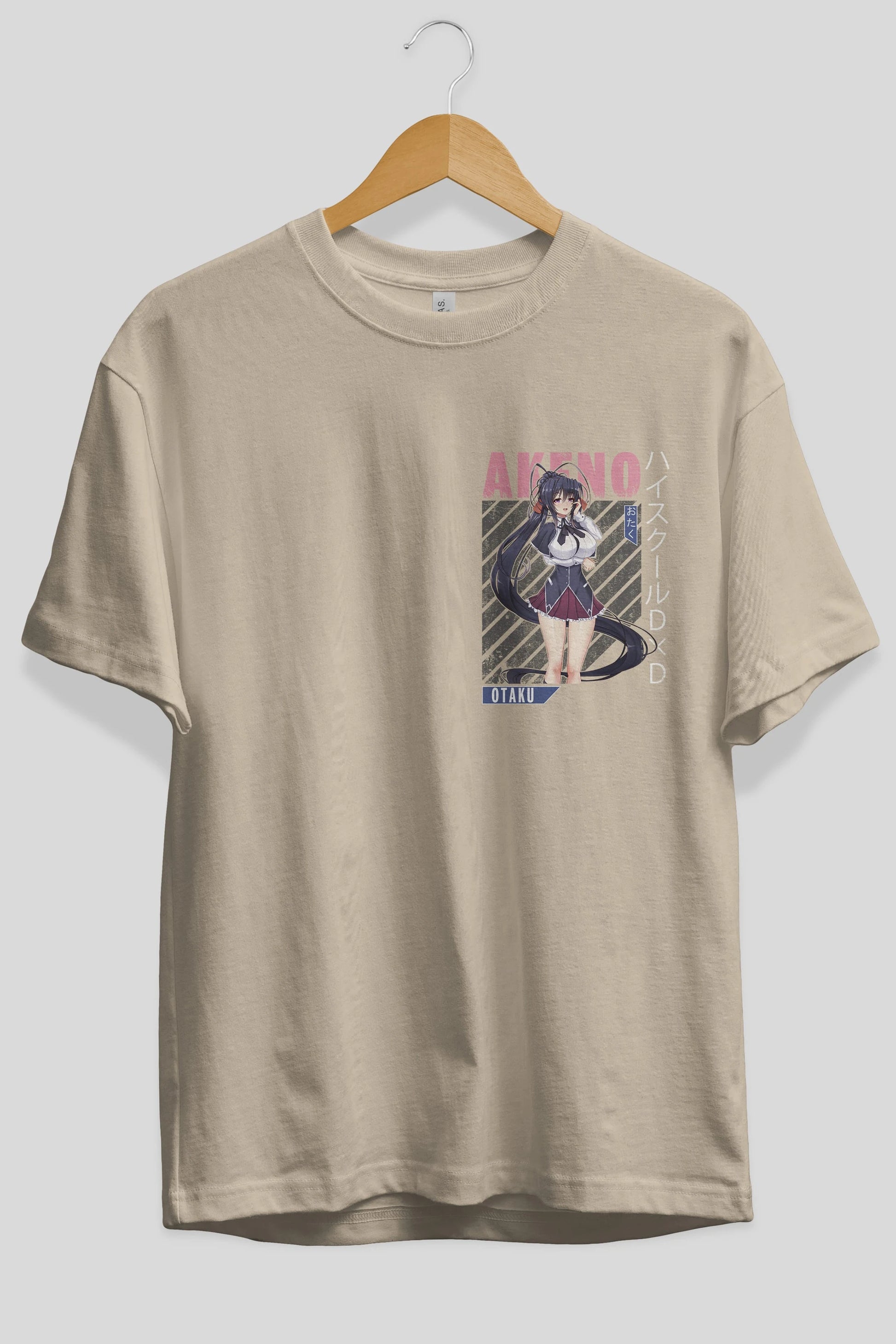 Akeno Himejima 4 Ön Sol Baskılı Oversize t-shirt Erkek Kadın Unisex %100 Pamuk Bisiklet Yaka tişort