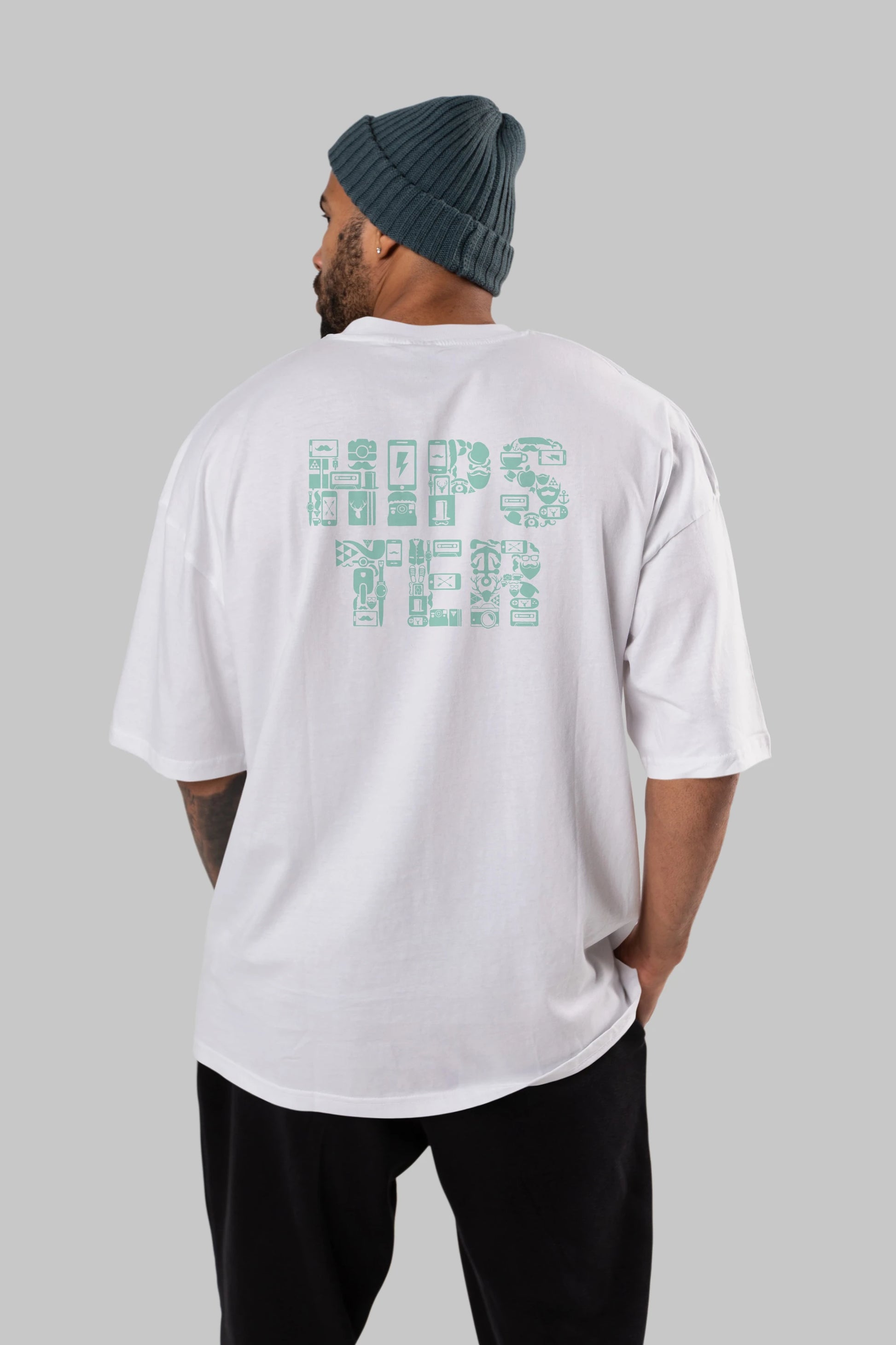 HIPSTER Arka Baskılı Oversize t-shirt %100 pamuk Erkek Kadın Unisex