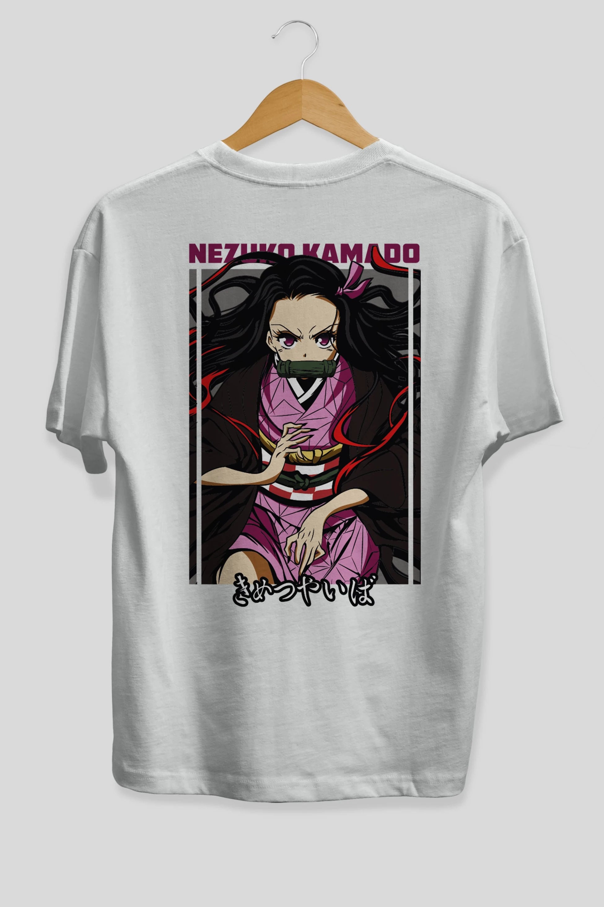Nezuko Kamado 1 Anime Arka Baskılı Oversize t-shirt Erkek Kadın Unisex