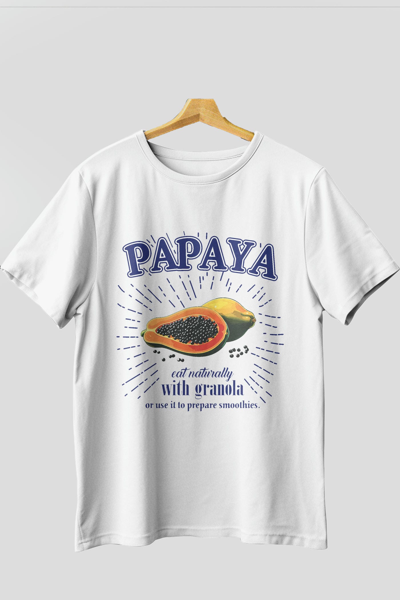 Papaya Ön Baskılı Oversize t-shirt Erkek Kadın Pamuk Bisiklet Yaka tişort