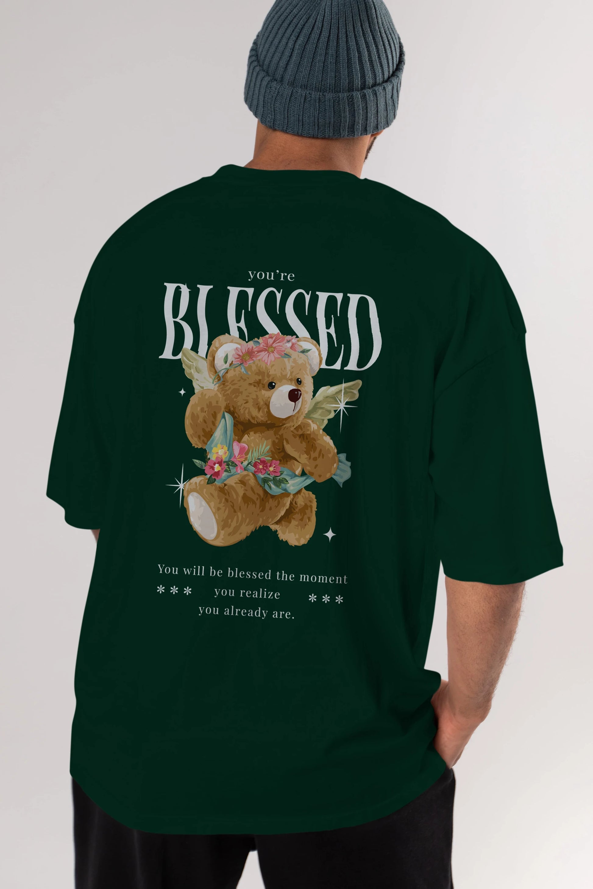 You are Blessed Bear Arka Baskılı Oversize t-shirt Erkek Kadın Unisex