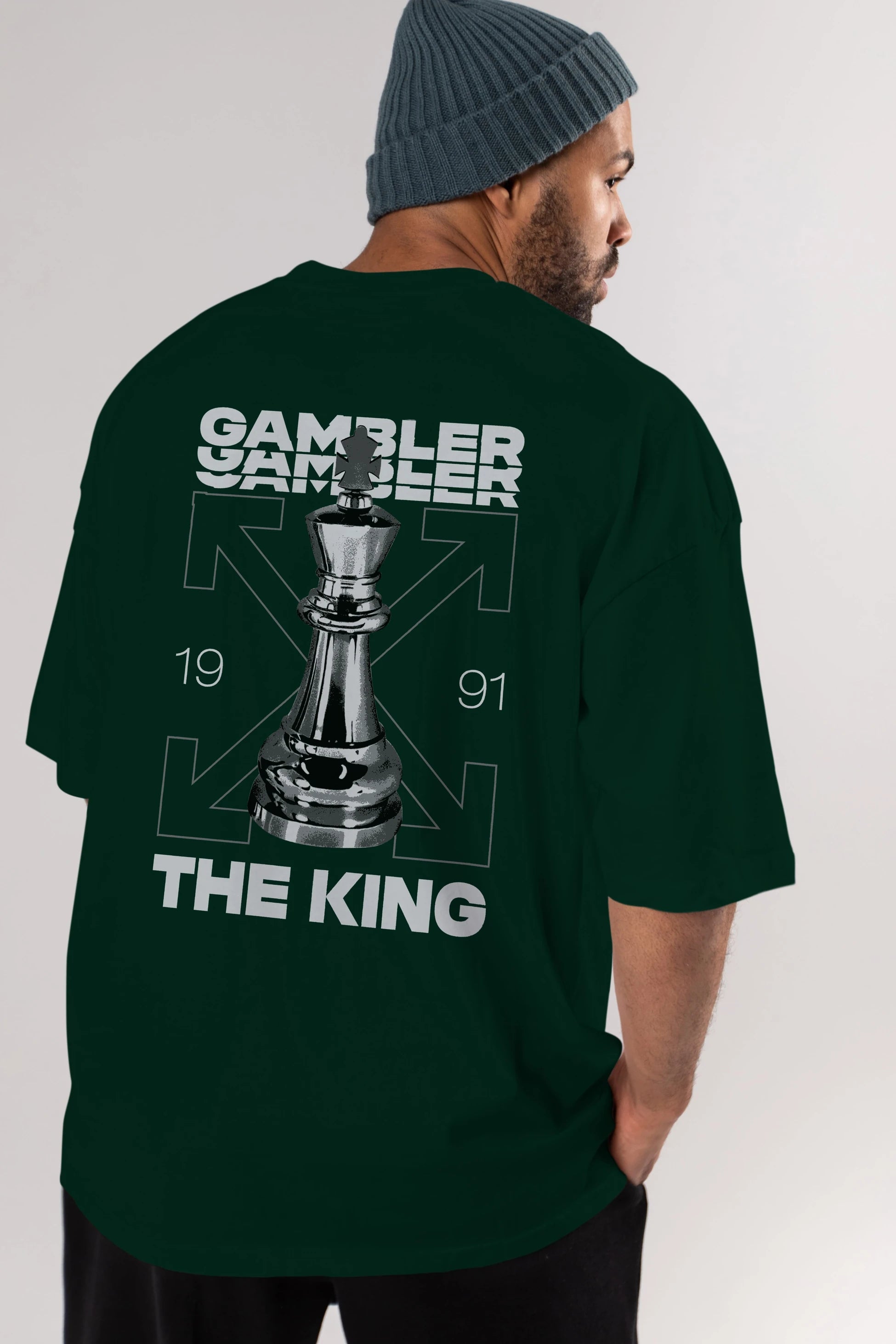 Gambler The King Arka Baskılı Oversize t-shirt Erkek Kadın Unisex