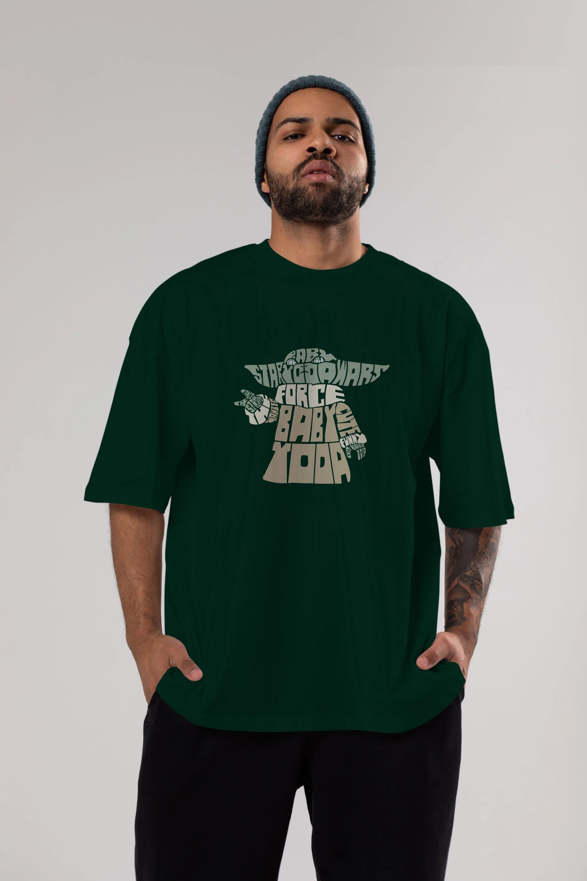 Baby Yoda Ön Baskılı Oversize t-shirt %100 pamuk Erkek Kadın Unisex