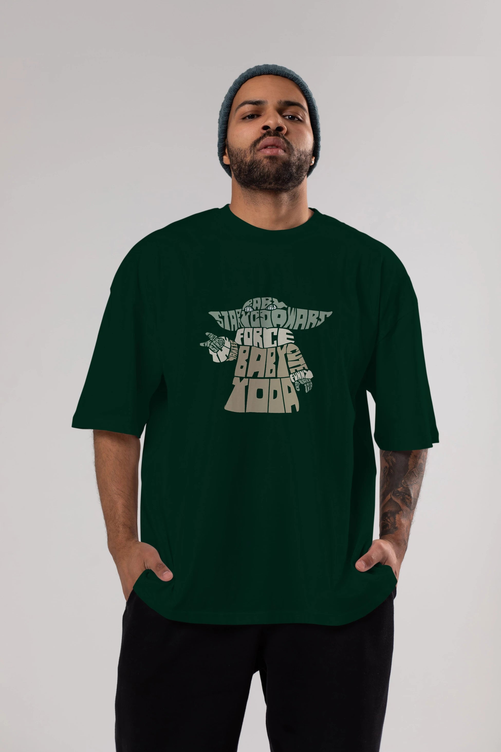 Baby Yoda Ön Baskılı Oversize t-shirt %100 pamuk Erkek Kadın Unisex
