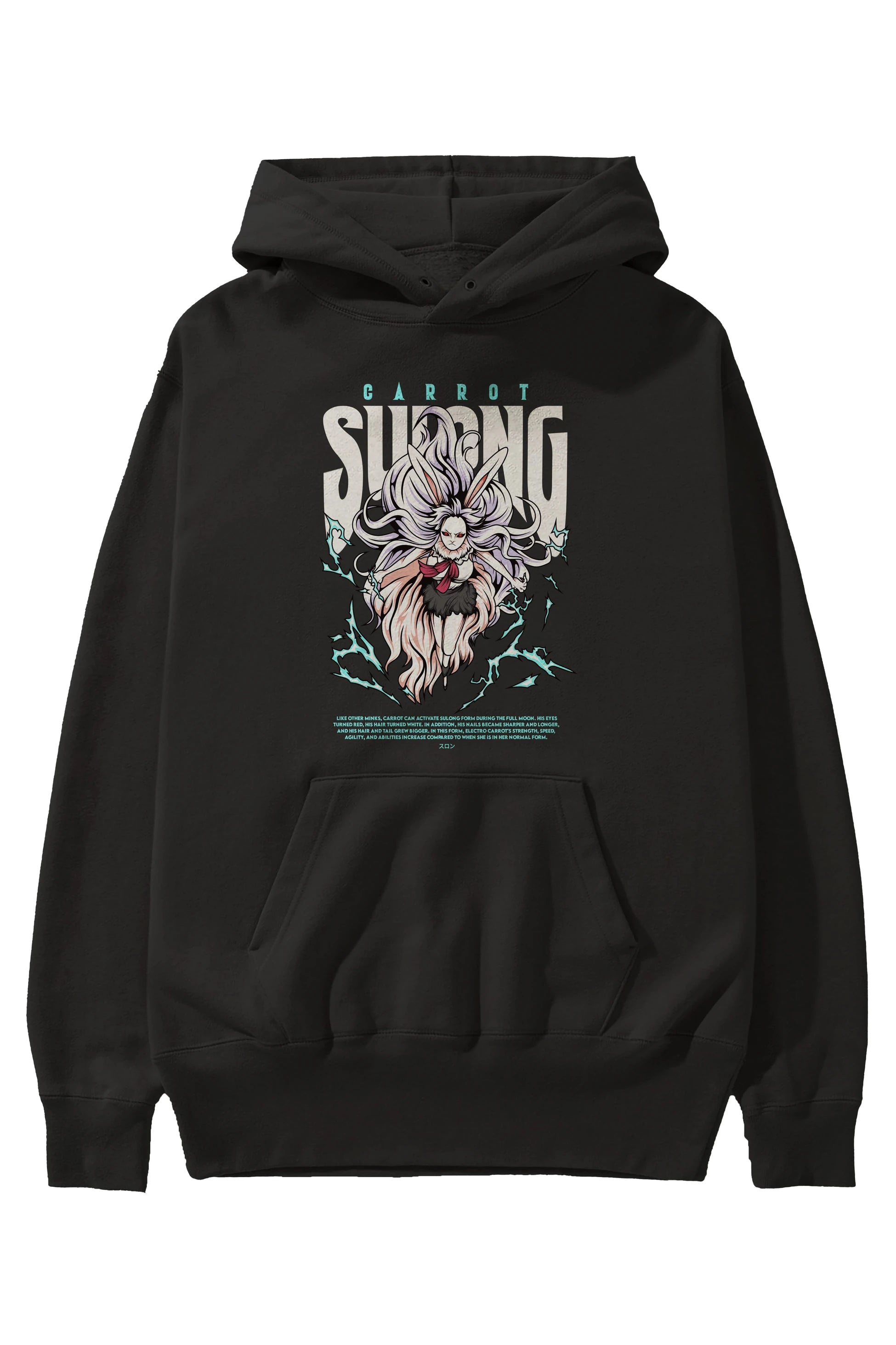 Carrot Sulong Anime Ön Baskılı Hoodie Oversize Kapüşonlu Sweatshirt Erkek Kadın Unisex