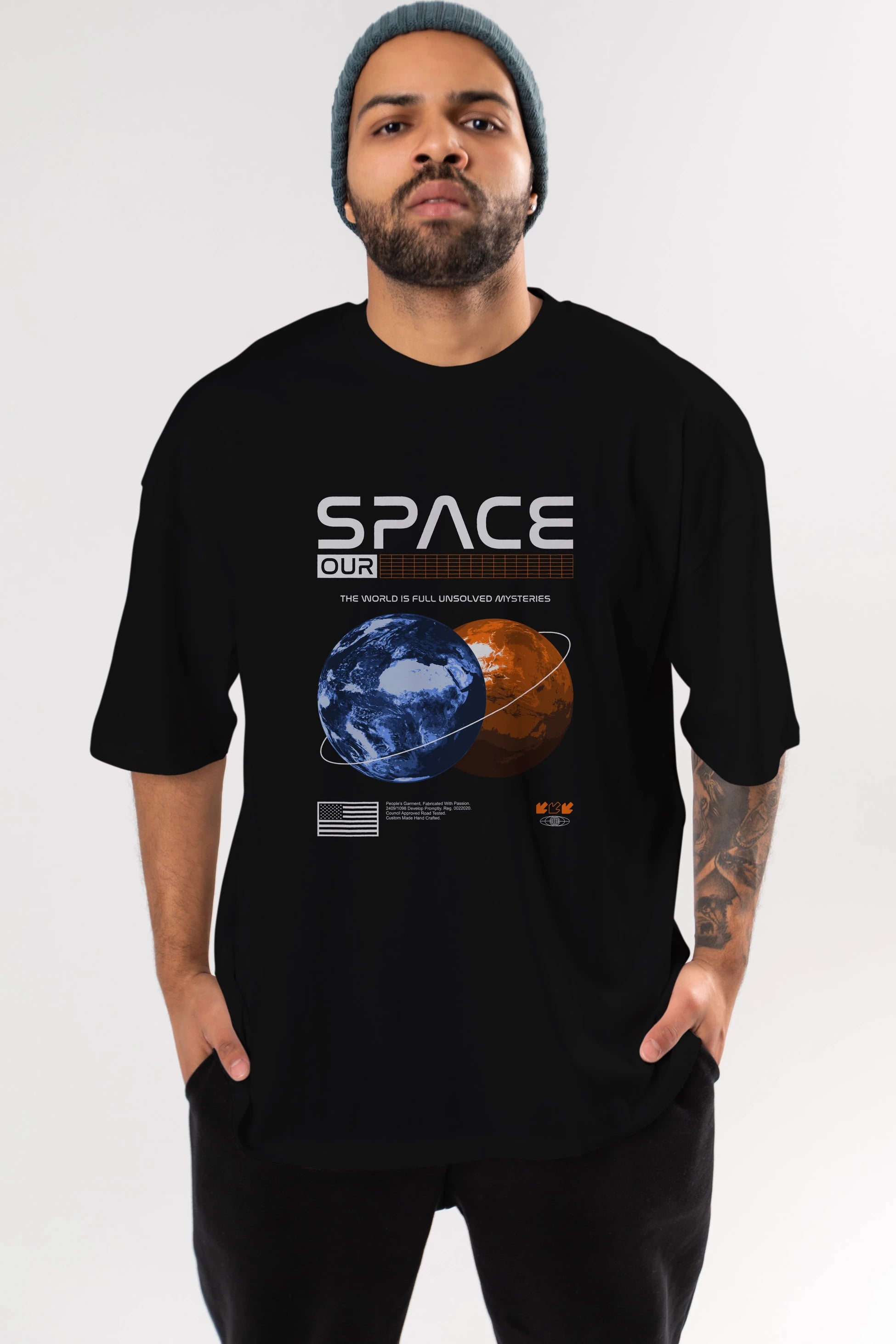 Space Our Ön Baskılı Oversize t-shirt Erkek Kadın Unisex