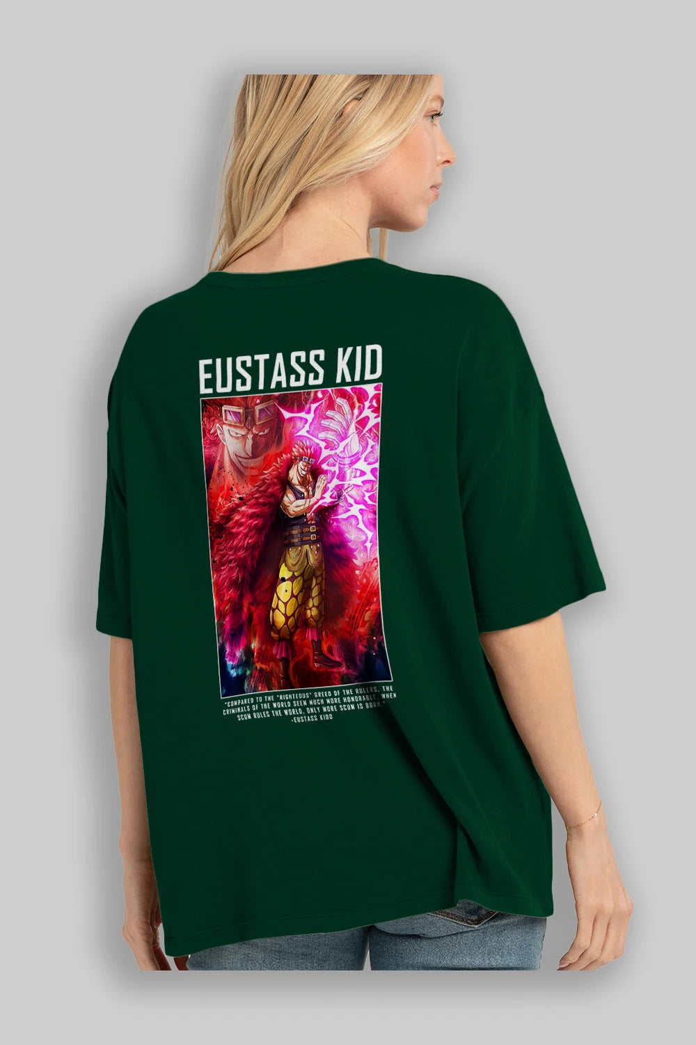 Eustass Kid Anime Arka Baskılı Oversize t-shirt Erkek Kadın Unisex %100 pamuk tişort