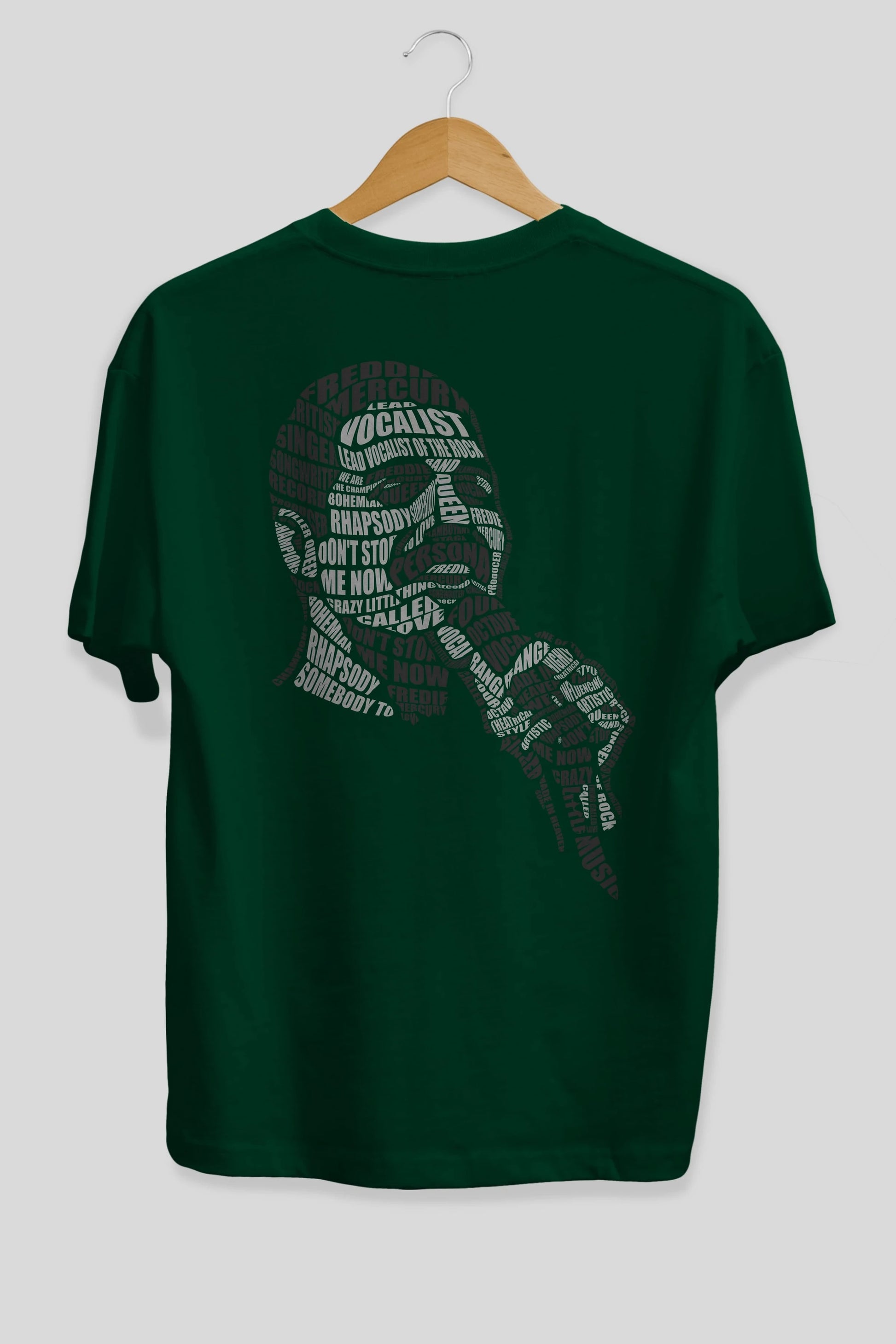 Freddy Mercuri Calligram Arka Baskılı Oversize t-shirt %100 pamuk Erkek Kadın Unisex