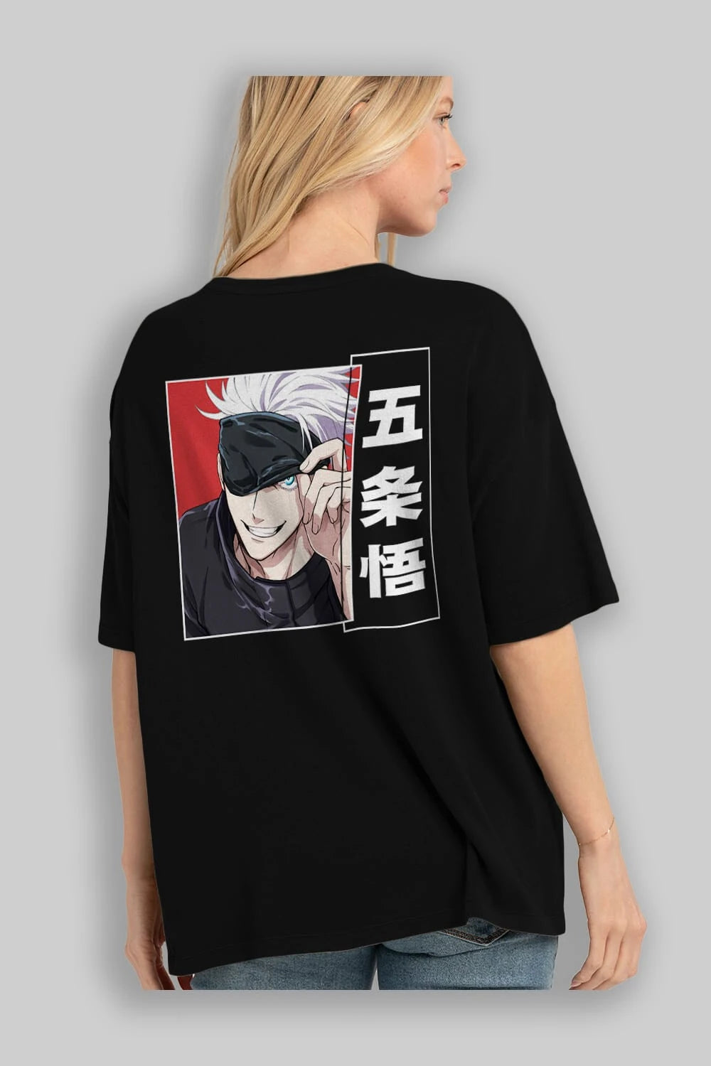 JUJUTSU KAISEN Anime Arka Baskılı Oversize t-shirt Erkek Kadın Unisex