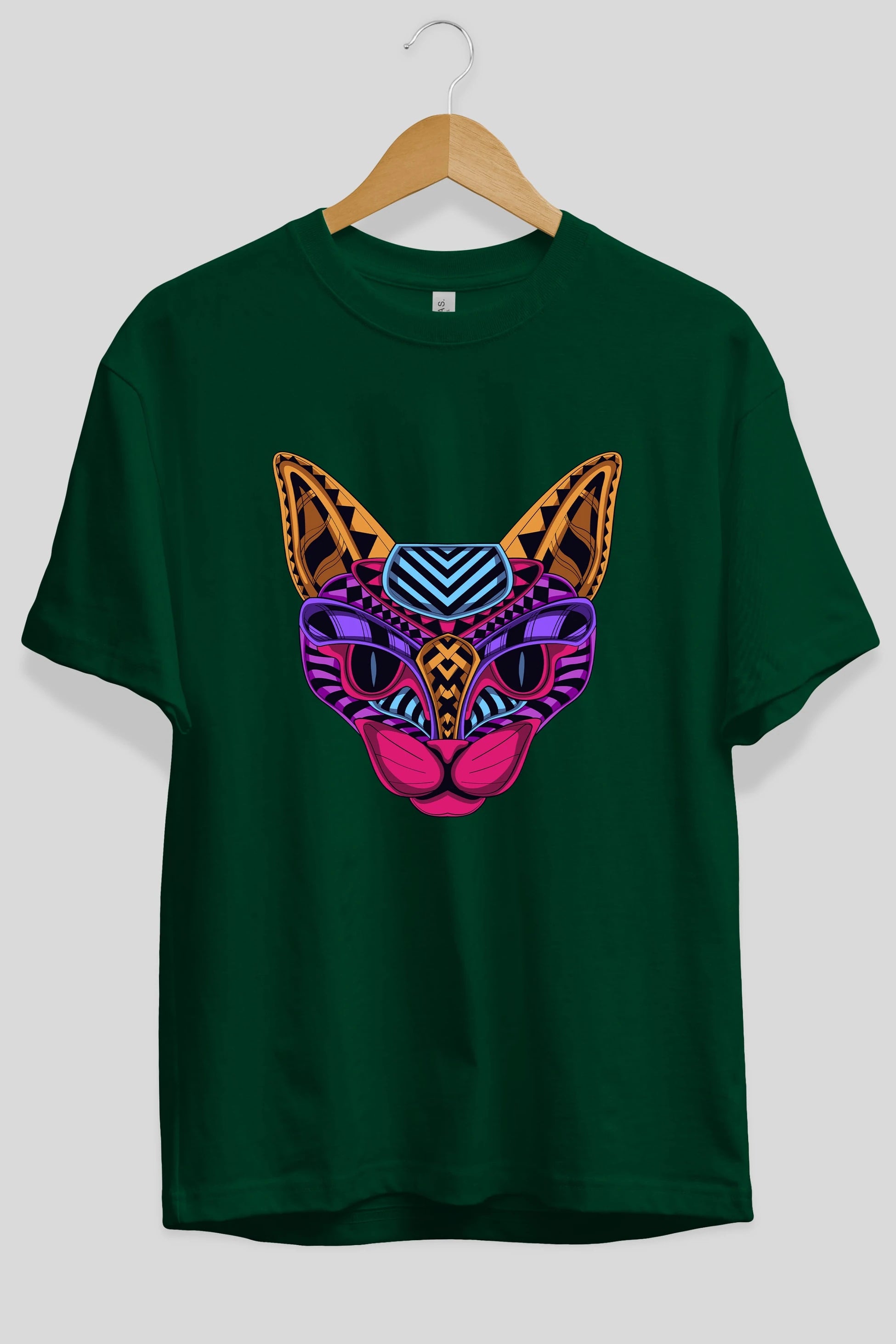 Black Neon Cat Ön Baskılı Oversize t-shirt Erkek Kadın Unisex
