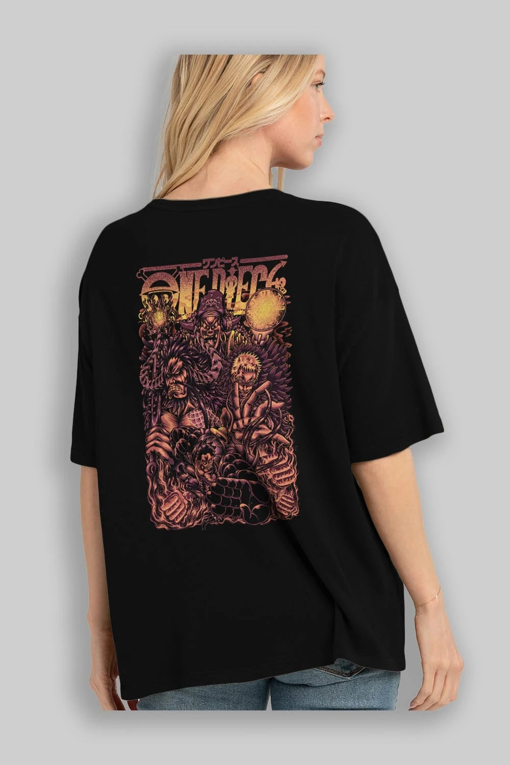 ONE PIECE Anime Arka Baskılı Oversize t-shirt Erkek Kadın Unisex