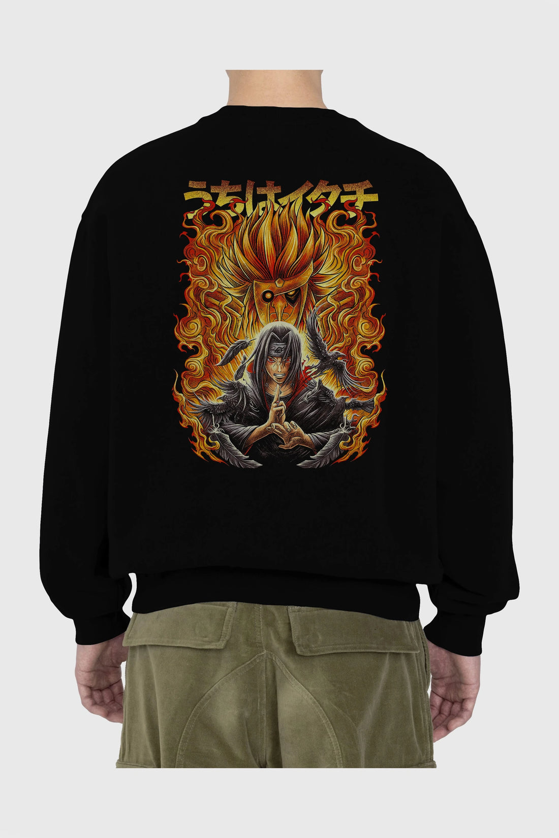 NARUTO ITACHI UCHIHA Anime Arka Baskılı Oversize Sweatshirt Erkek Kadın Unisex