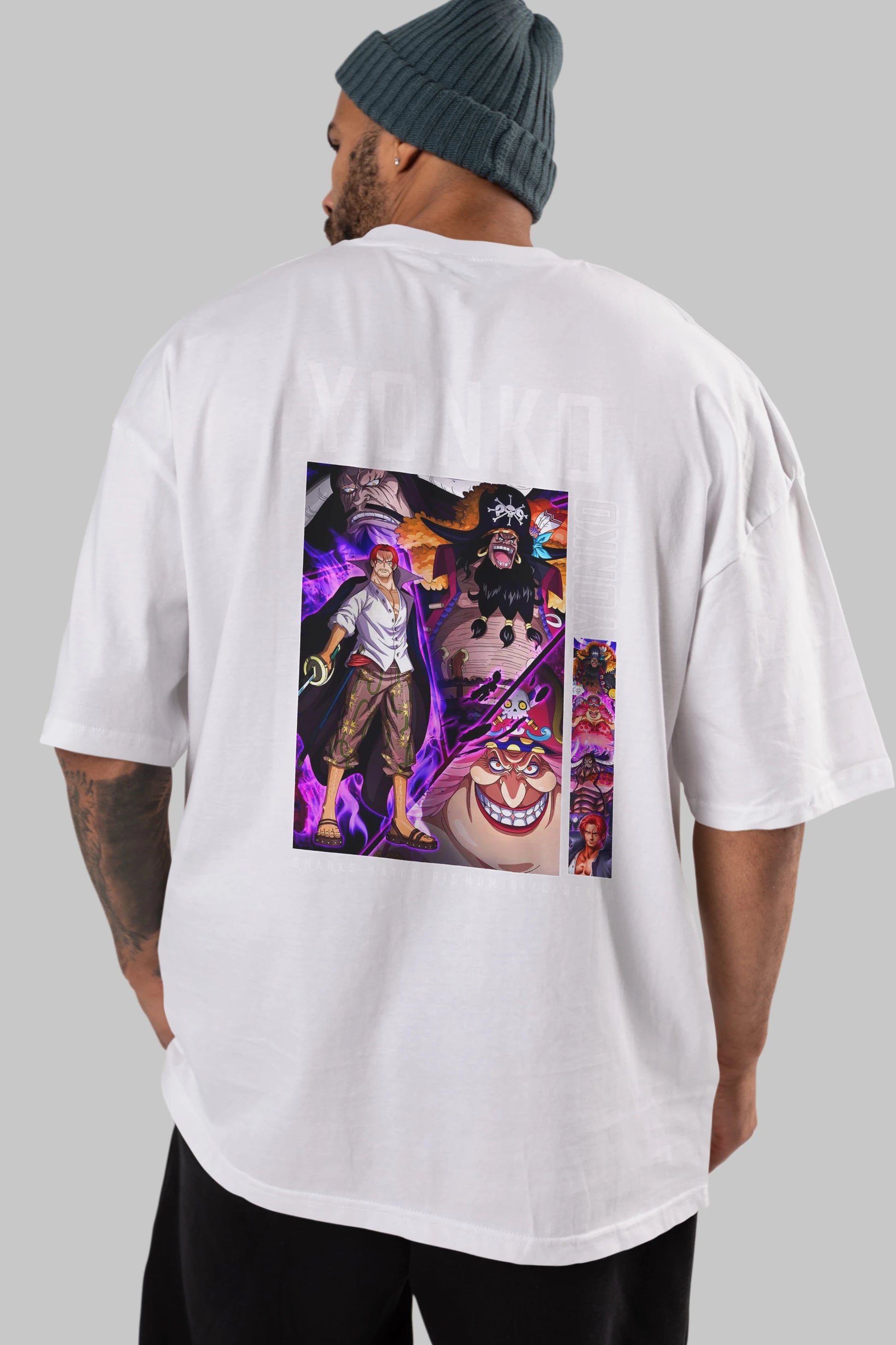 Yonko Anime Arka Baskılı Oversize t-shirt Erkek Kadın Unisex %100 pamuk tişort