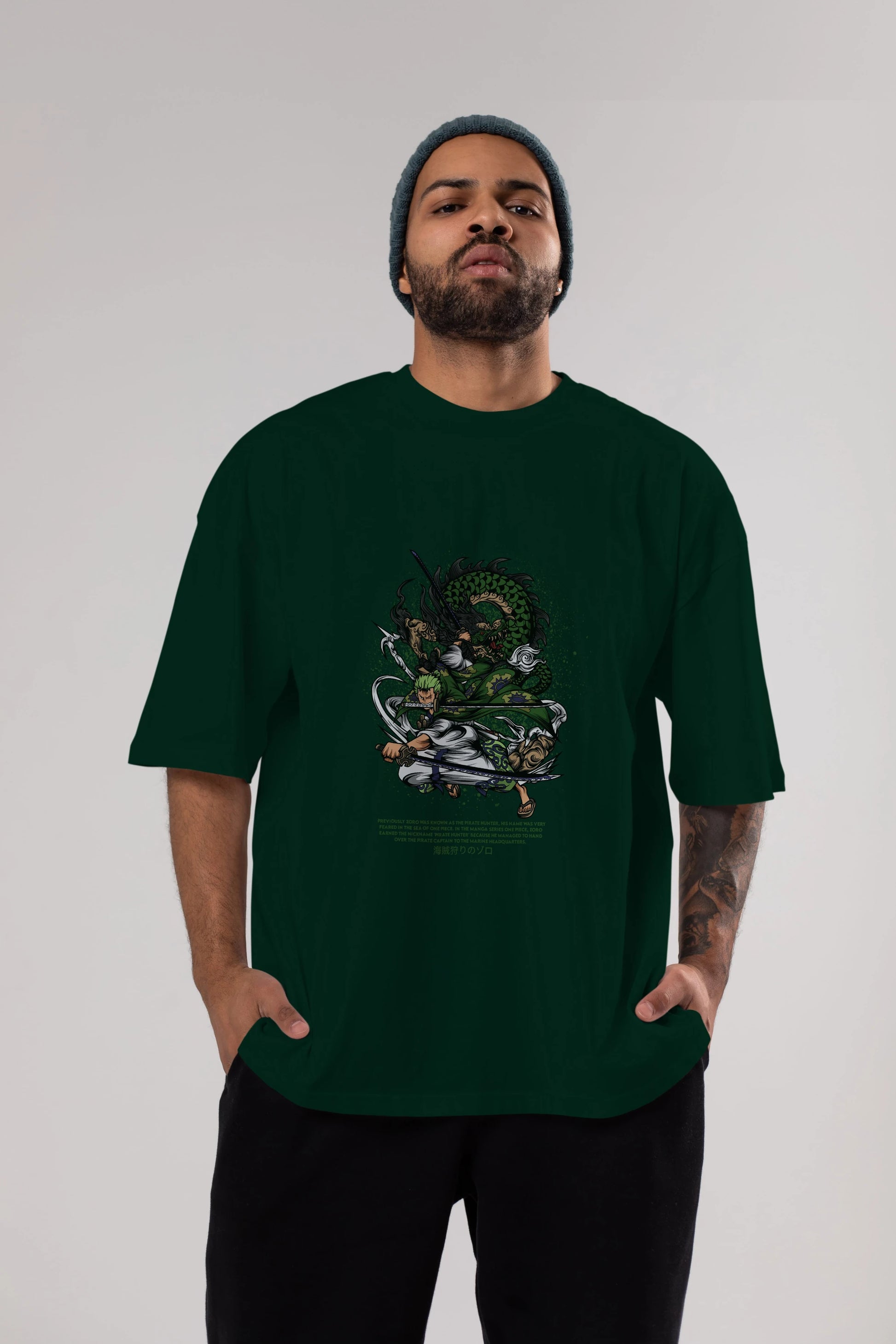 Zoro Anime Ön Baskılı Oversize t-shirt %100 pamuk Erkek Kadın Unisex