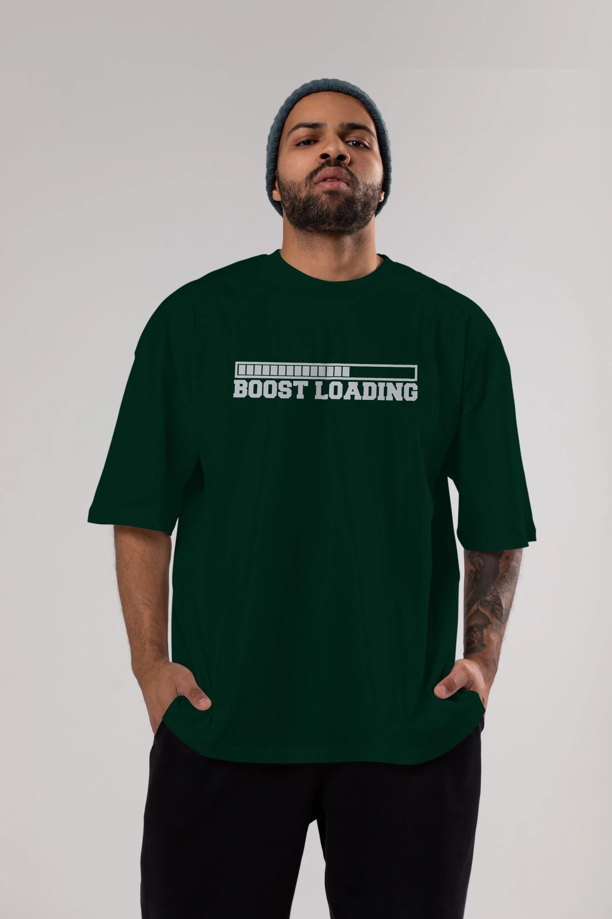 Boost Loading Ön Baskılı Oversize t-shirt %100 pamuk Erkek Kadın Unisex