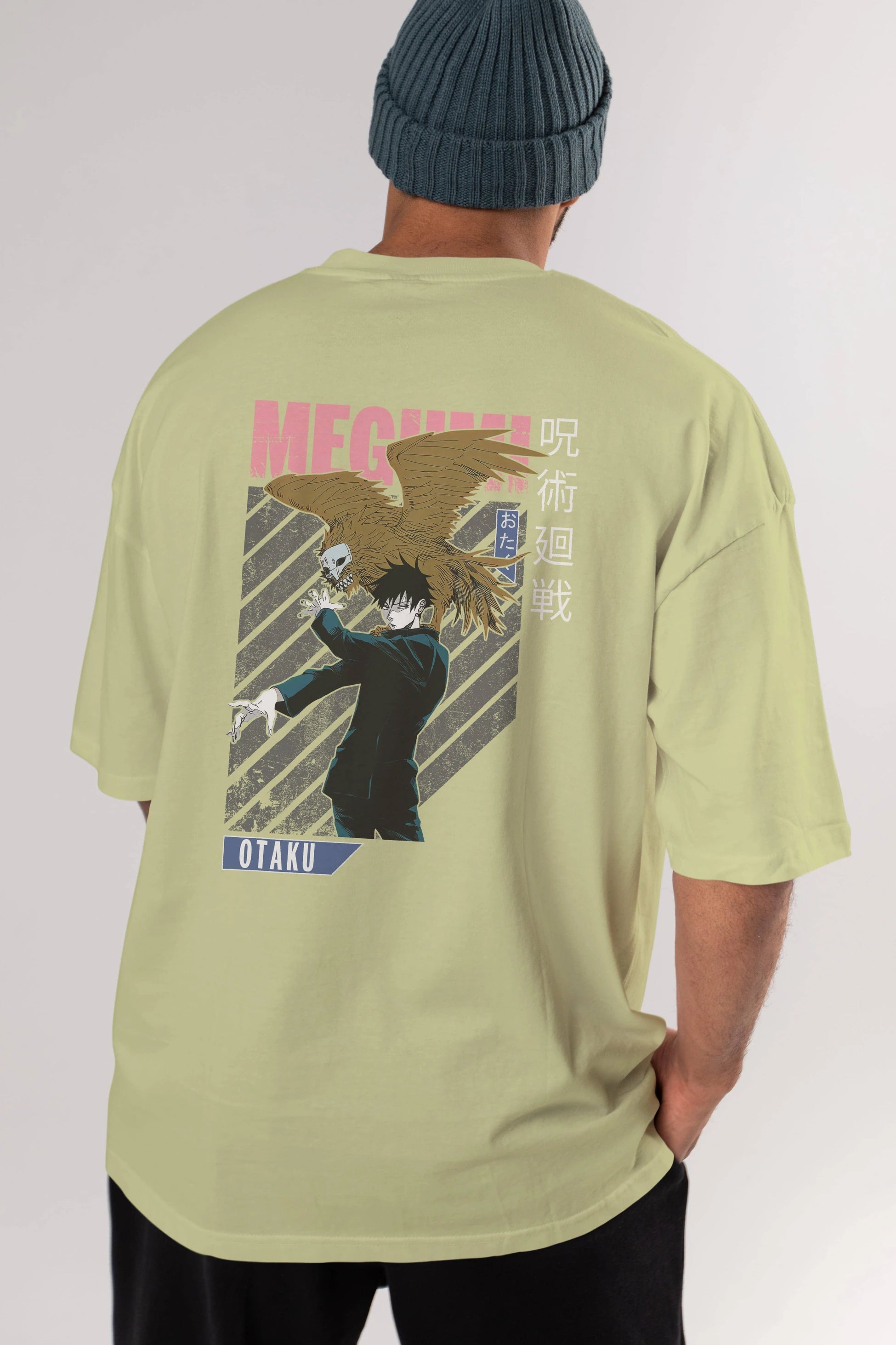 Megumi Fushiguro 2 Anime Arka Baskılı Oversize t-shirt Erkek Kadın Unisex
