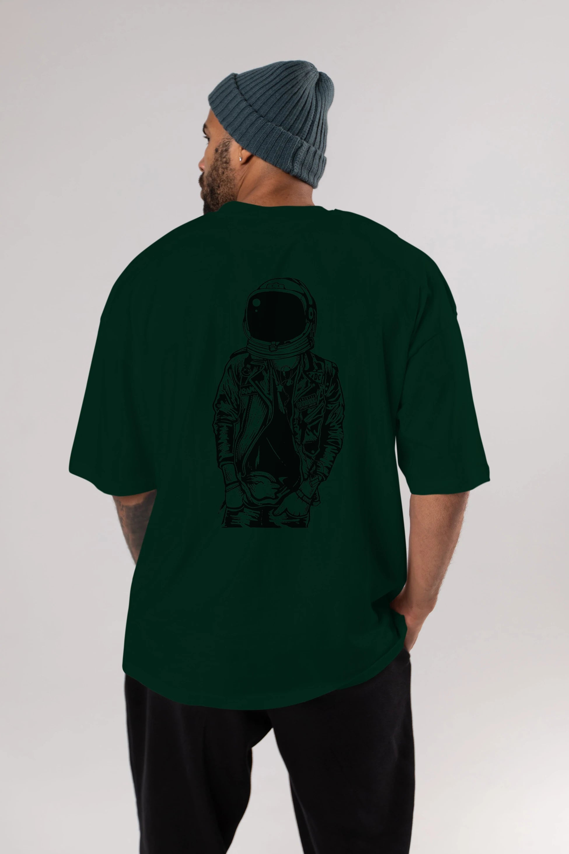 Astronaut Punkster Arka Baskılı Oversize t-shirt Erkek Kadın Unisex %100 Pamuk