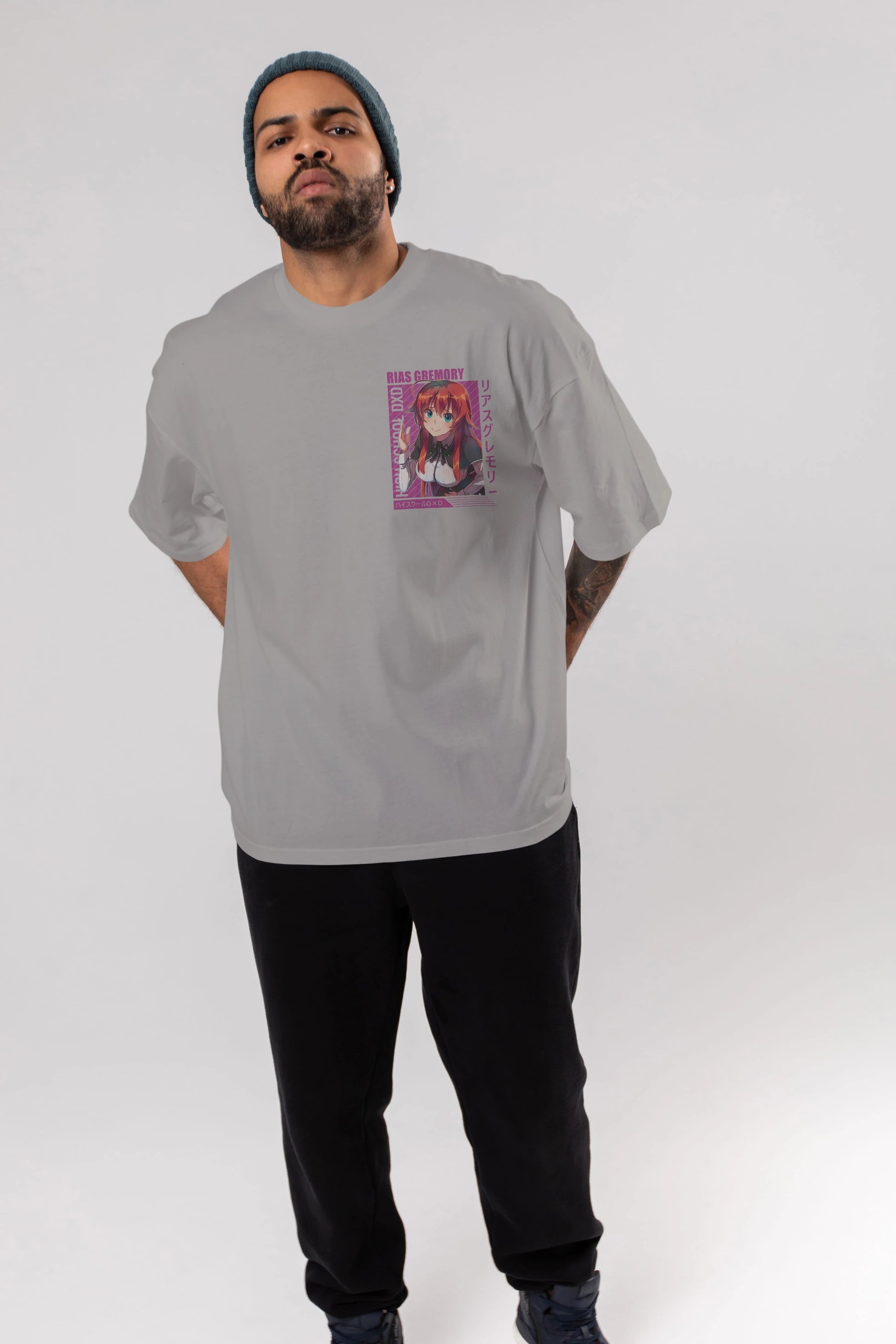 Rias Gremory 10 Ön Sol Baskılı Oversize t-shirt Erkek Kadın Unisex %100 Pamuk Bisiklet Yaka tişort