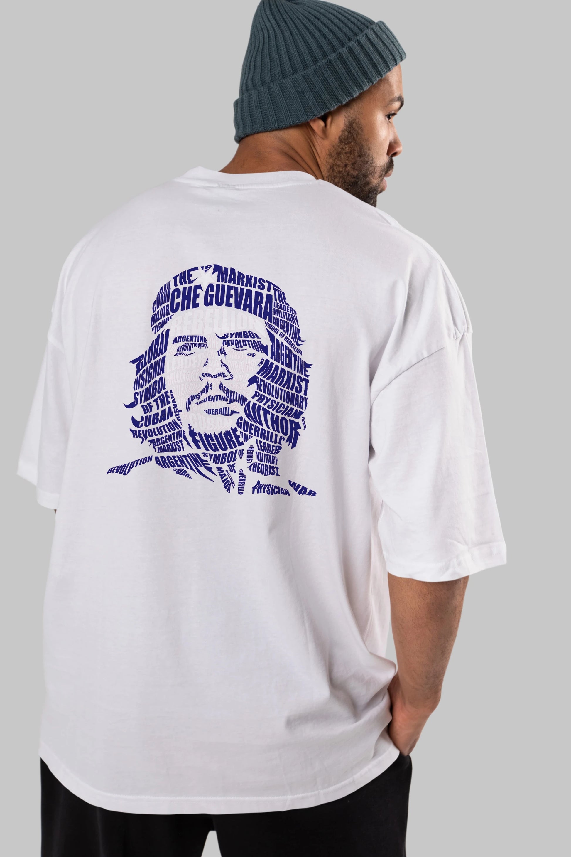 Che Guevara Calligram Arka Baskılı Oversize t-shirt %100 pamuk Erkek Kadın Unisex