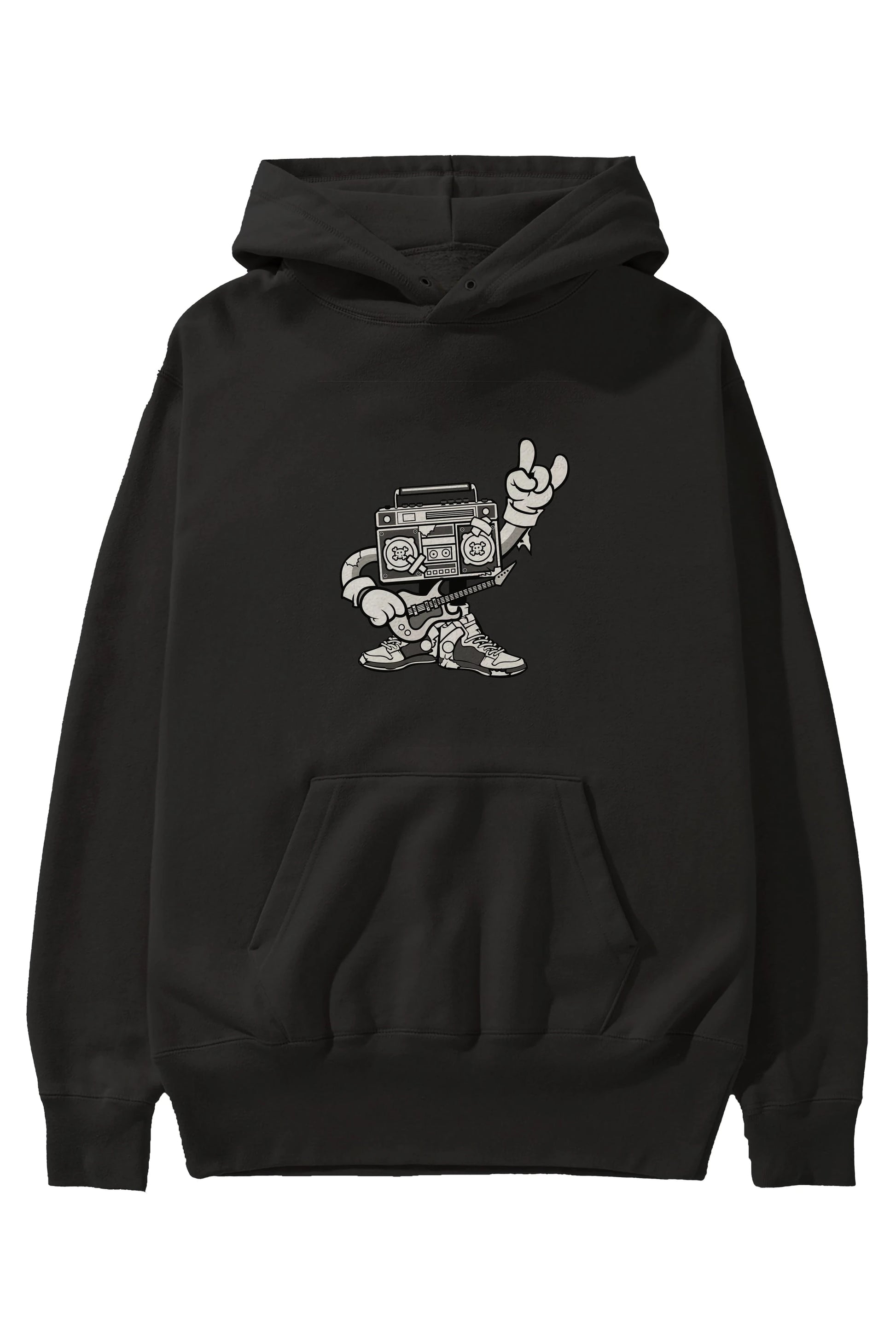 Boombox Rockstar Ön Baskılı Hoodie Oversize Kapüşonlu Sweatshirt Erkek Kadın Unisex