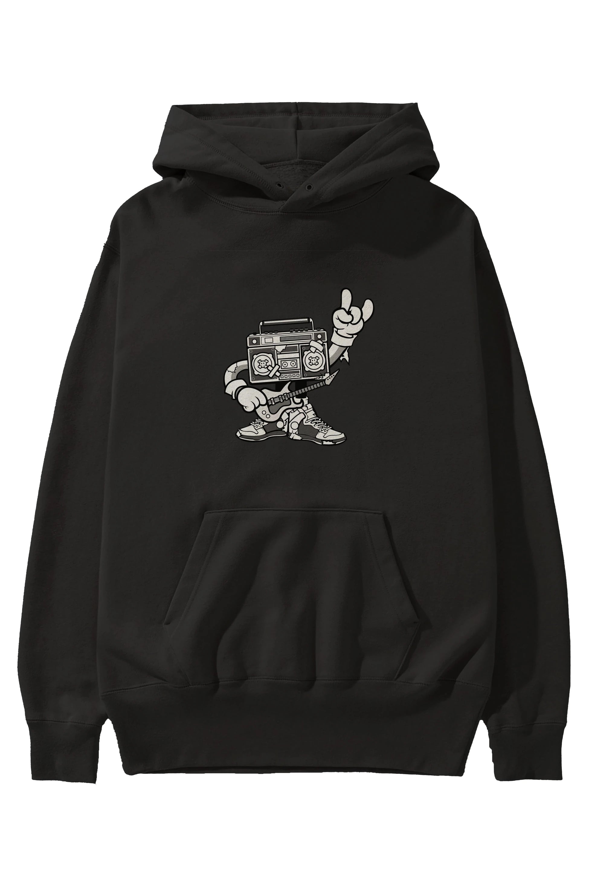 Boombox Rockstar Ön Baskılı Hoodie Oversize Kapüşonlu Sweatshirt Erkek Kadın Unisex
