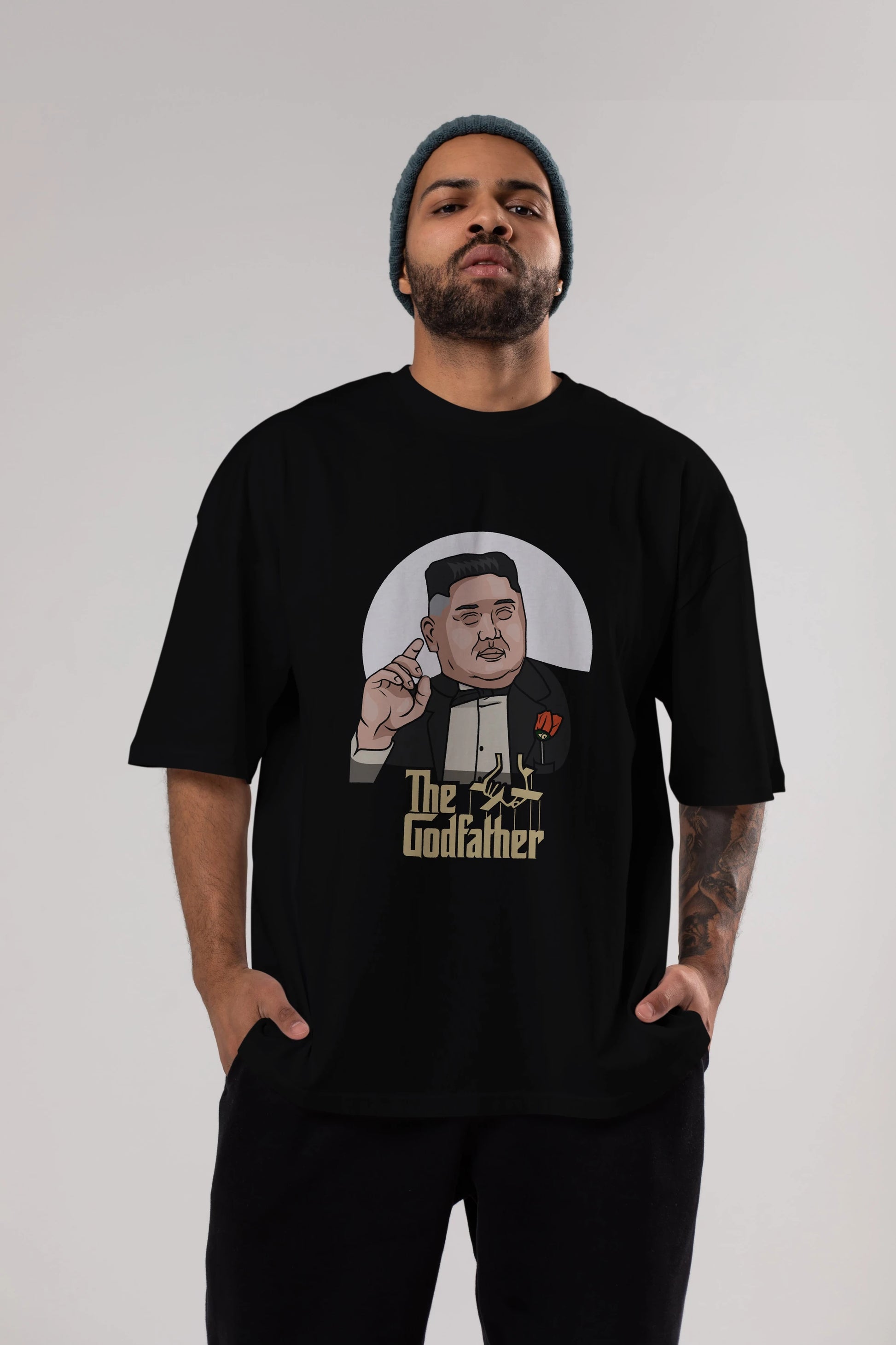 Godfather Jong Un Ön Baskılı Oversize t-shirt Erkek Kadın Unisex %100 Pamuk tişort