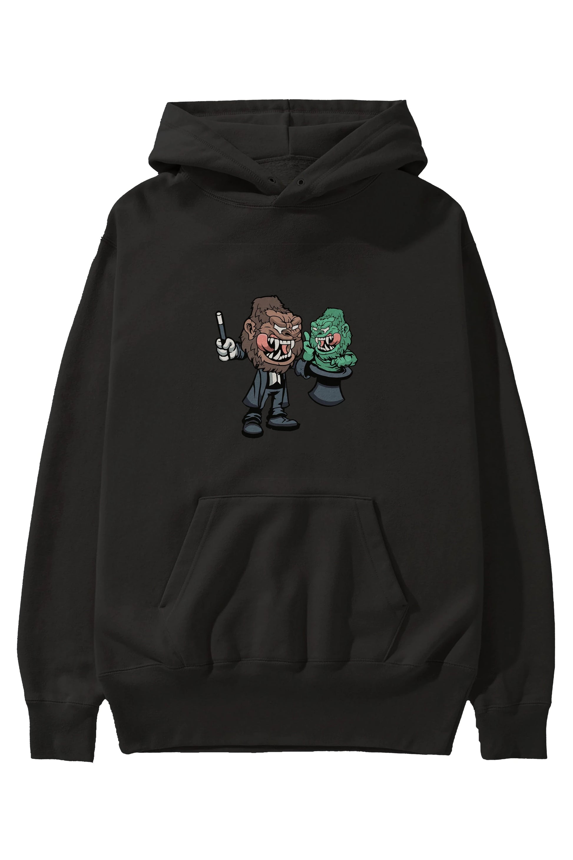 Gorilla Magician Ön Baskılı Hoodie Oversize Kapüşonlu Sweatshirt Erkek Kadın Unisex