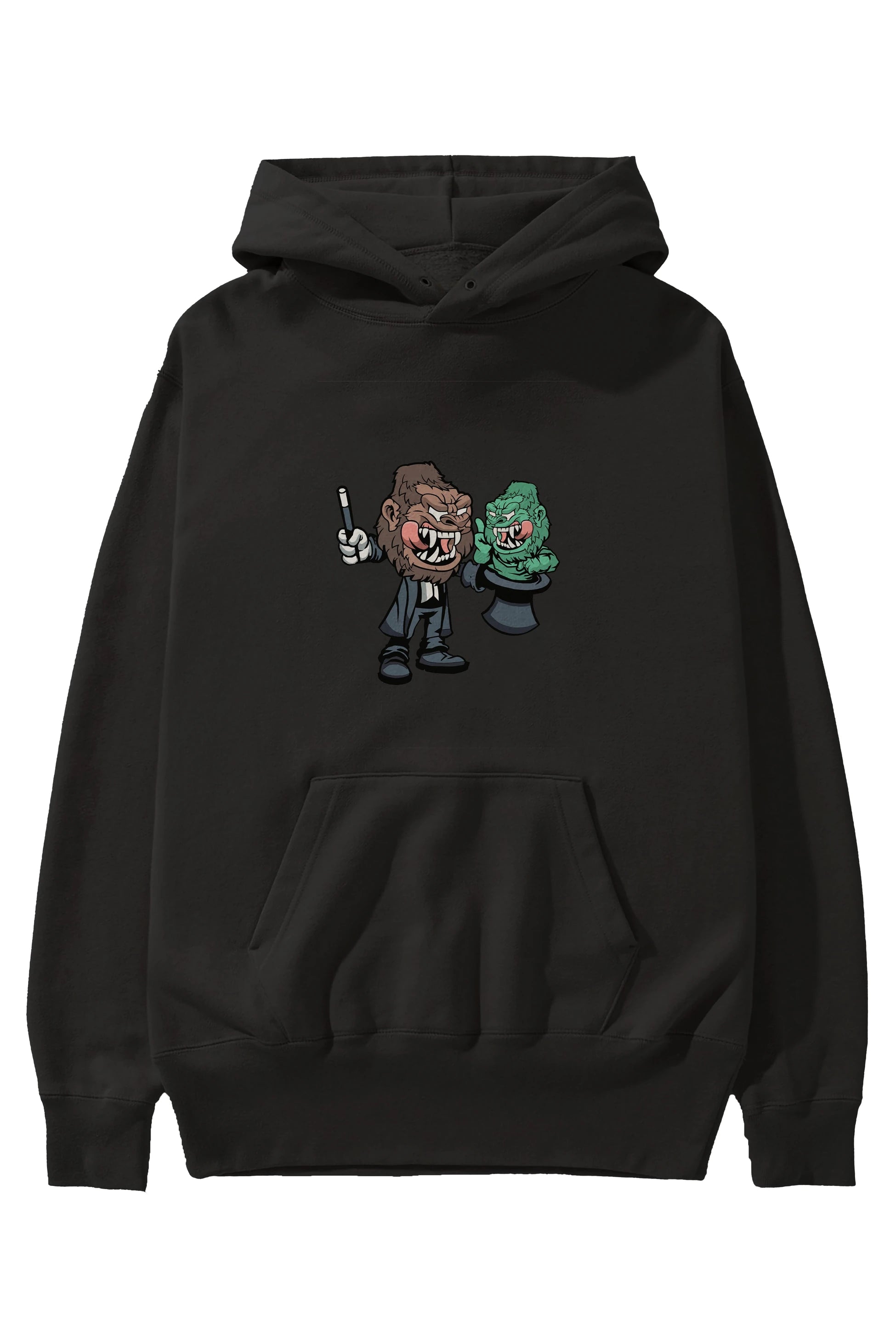 Gorilla Magician Ön Baskılı Hoodie Oversize Kapüşonlu Sweatshirt Erkek Kadın Unisex