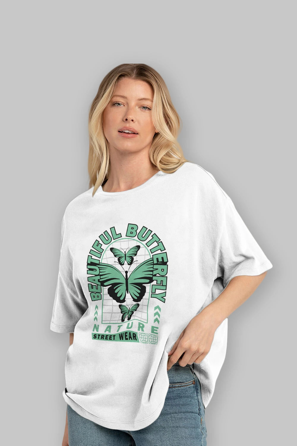 Beautiful Butterfly Ön Baskılı Oversize t-shirt Erkek Kadın Unisex